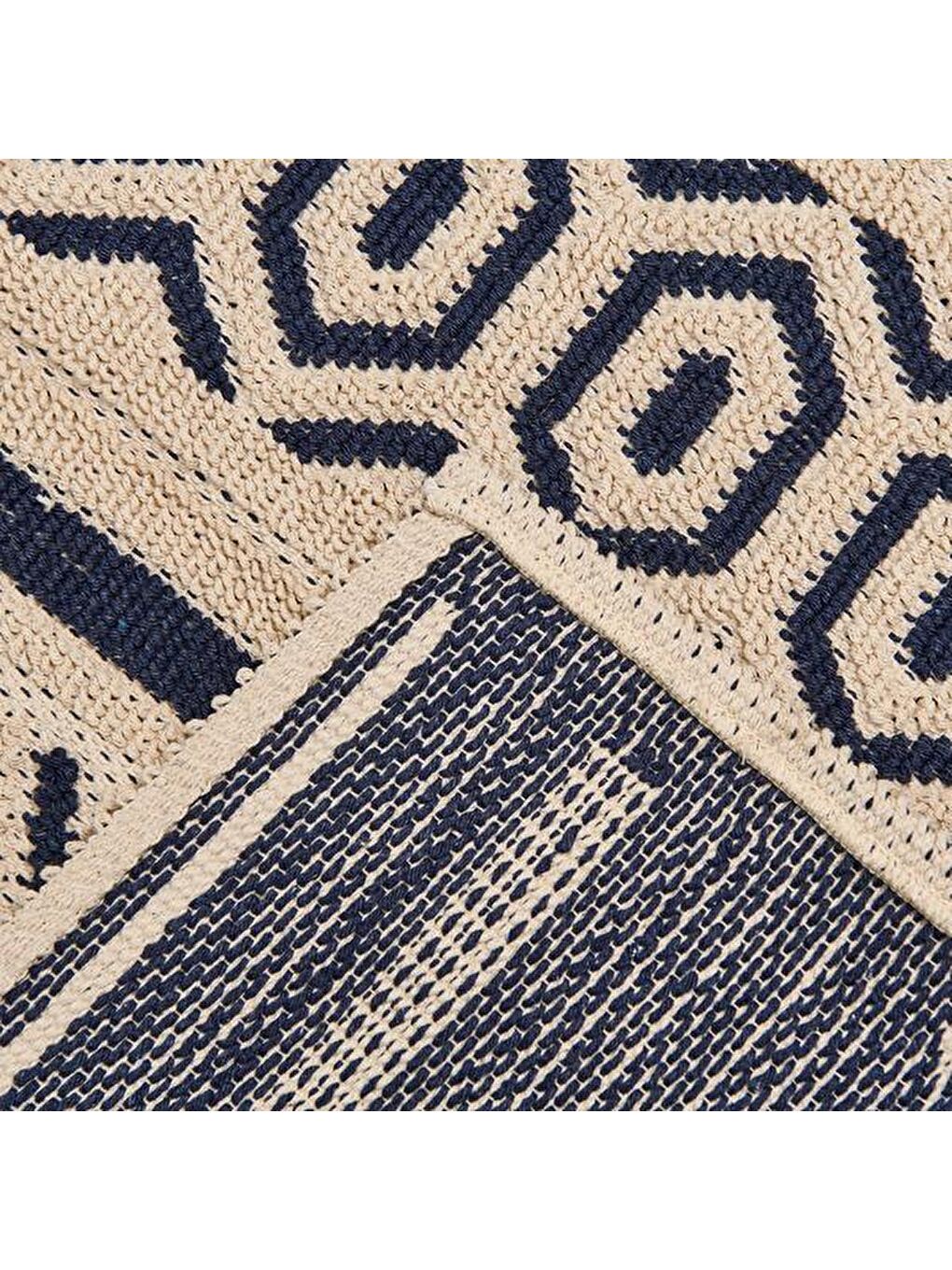 Hat Doğal Pamuk 2'li Banyo Paspası - Lacivert - 60x100 cm + 50x60 cm-2