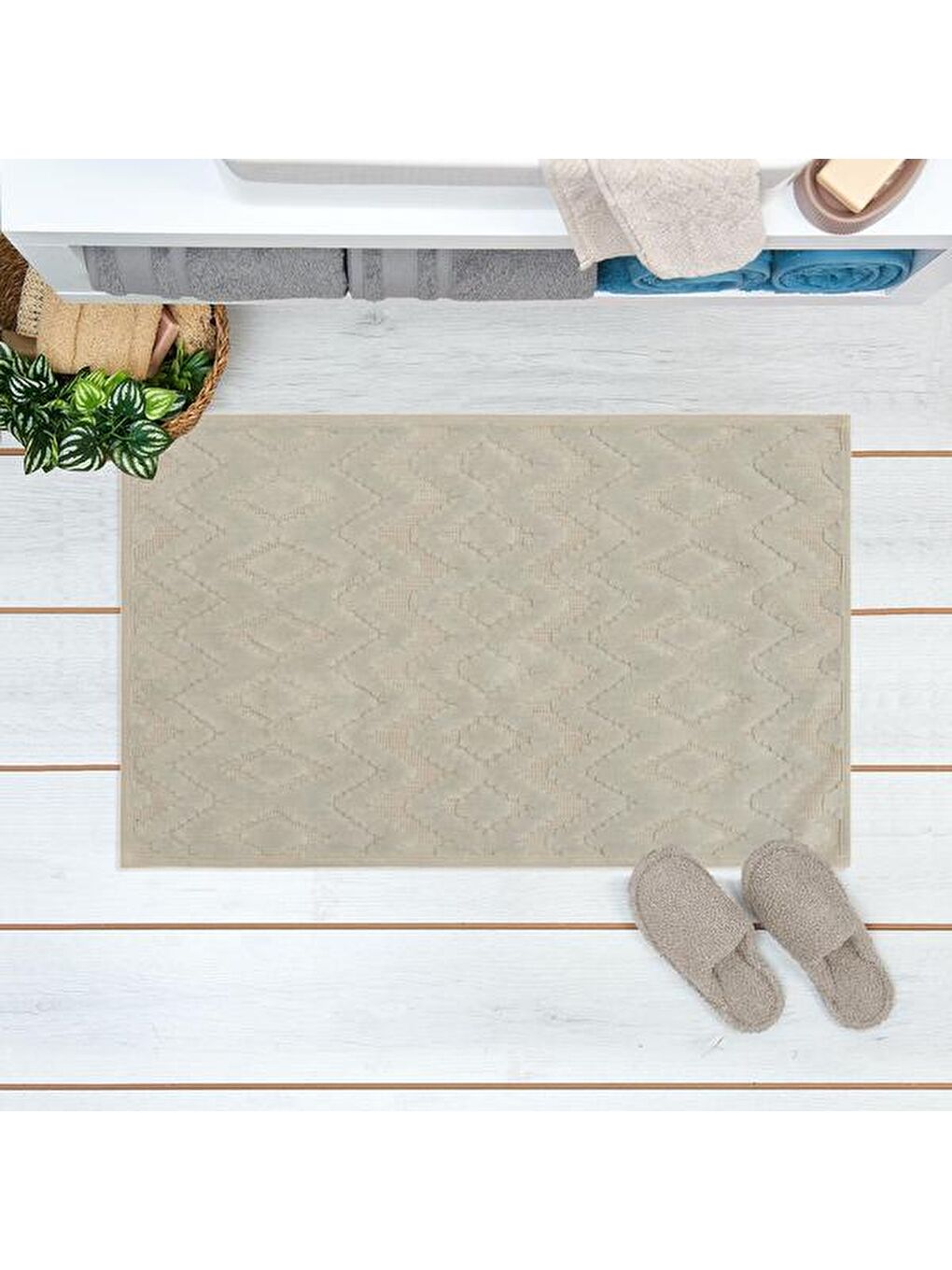 Likya Banyo Paspası - Gri - 50x80 cm