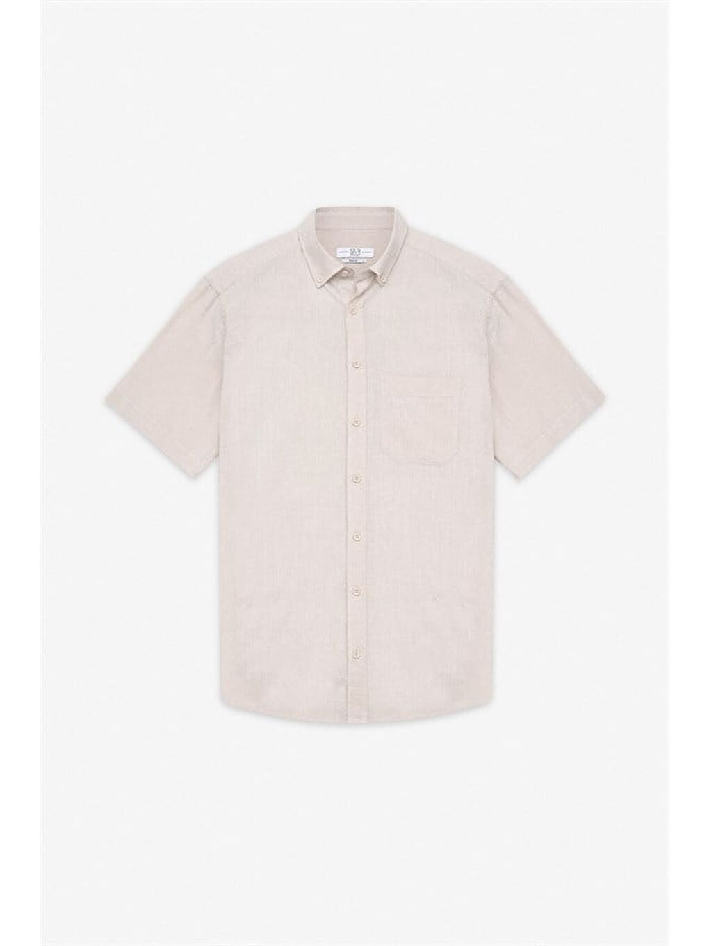 Bej Regular Düğmeli Yaka Düz Casual Gömlek-7