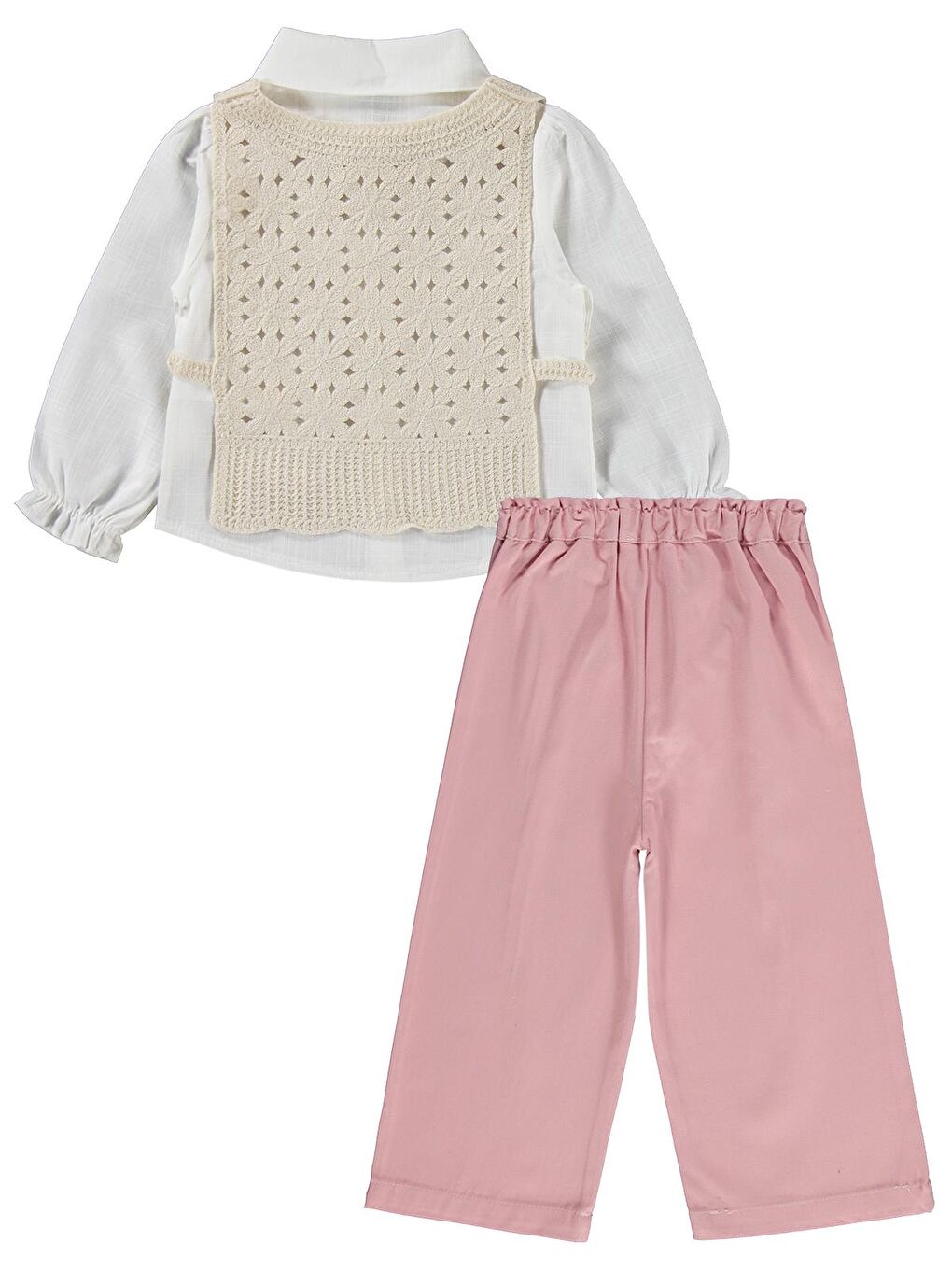 Girls Çiçek Nakışlı 2-5 Yaş Takım - Ekru 2-3 Yaş-3