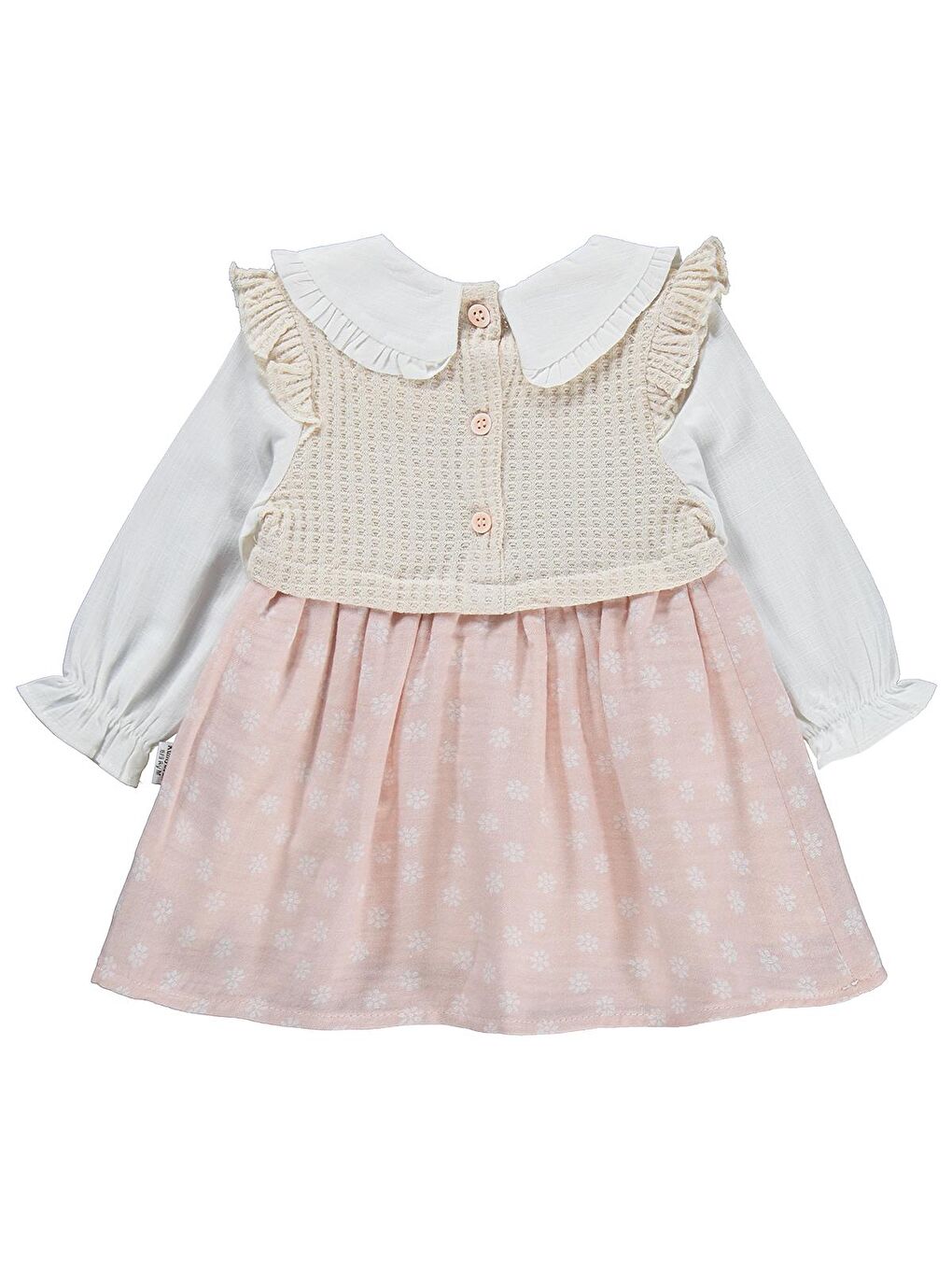 Yakalı Omuz Fırfırlı 6-18 Ay Elbise - Pembe 9-12 Ay-1