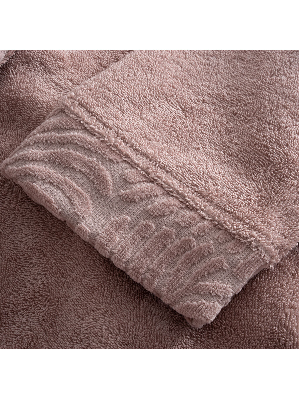 Pembe Fiorina Aile Bornoz Seti 10 Parça %100 Pamuk Jakarlı Pudra-Bej M/L-3