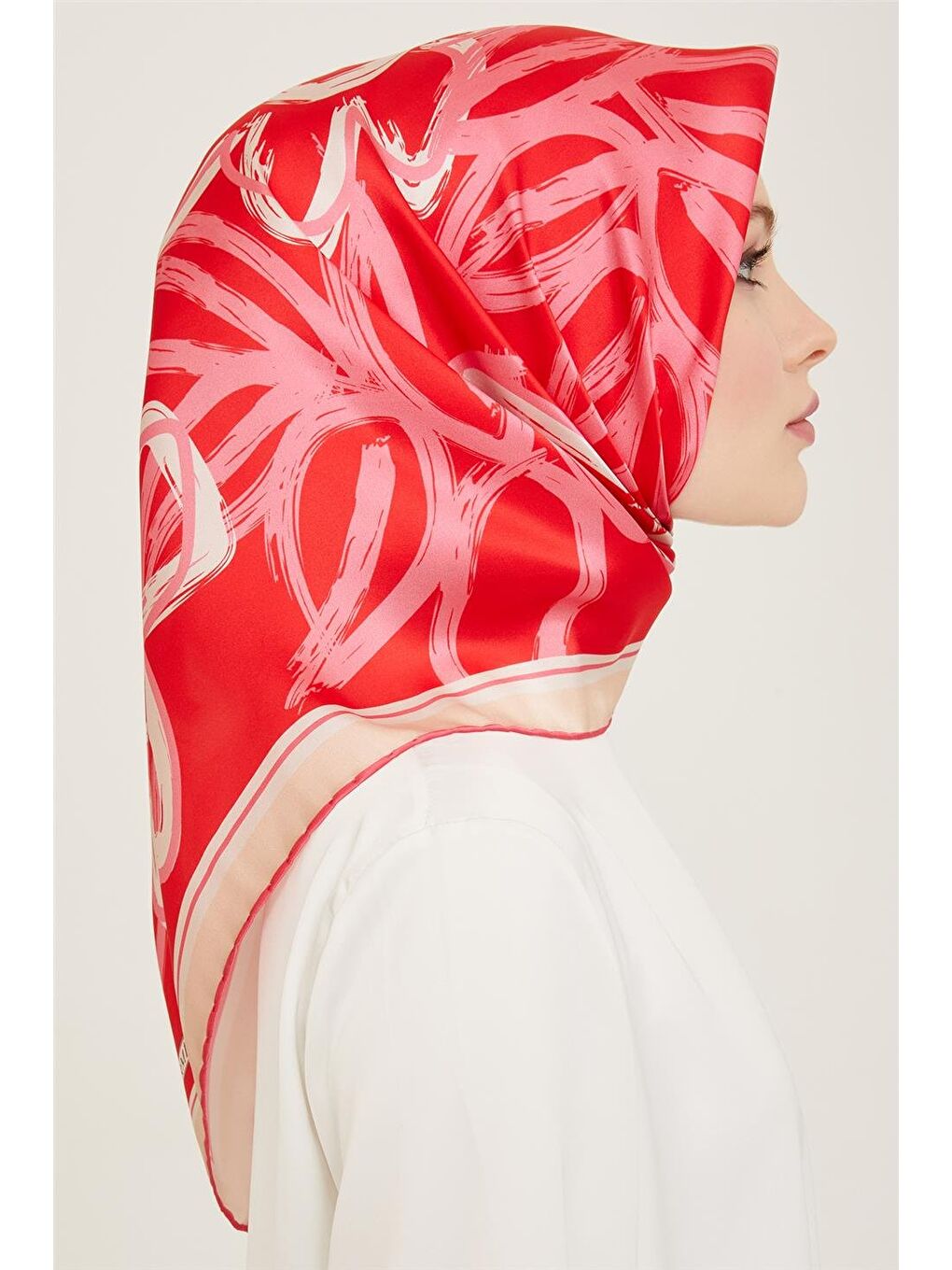 Karışık Çiçek Desenli Twill İpek Eşarp 24Ya9123 5 81-1