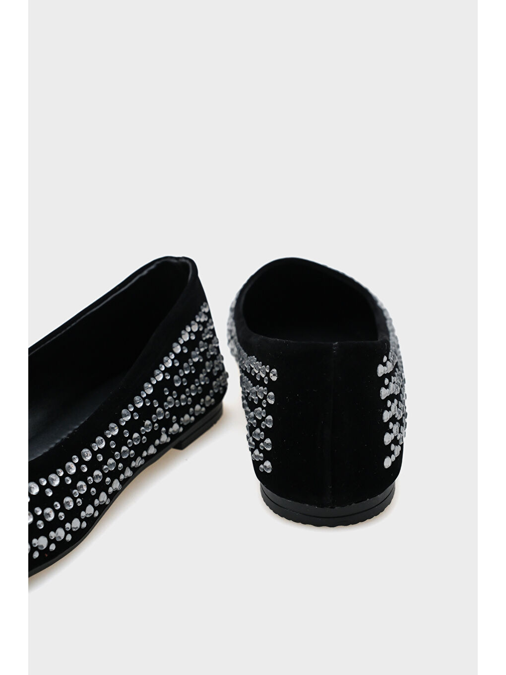 Gri Karla Kadın Taşlı Babet-4