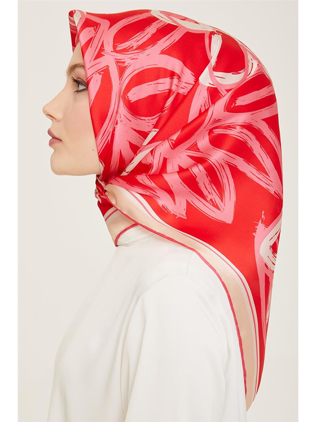 Karışık Çiçek Desenli Twill İpek Eşarp 24Ya9123 5 81-2