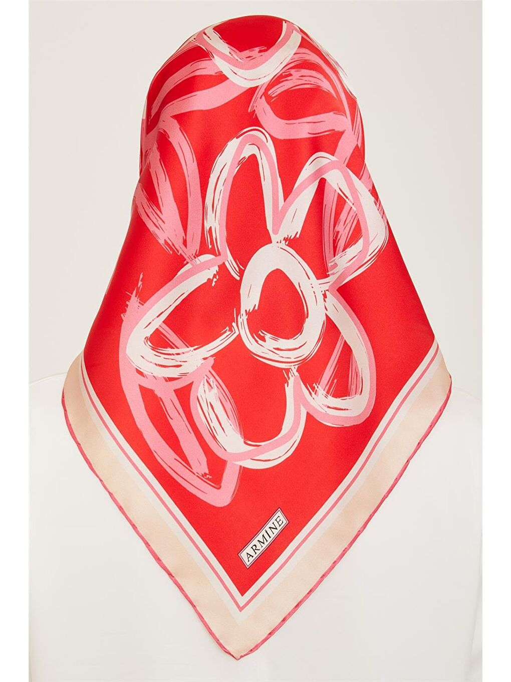 Karışık Çiçek Desenli Twill İpek Eşarp 24Ya9123 5 81-3