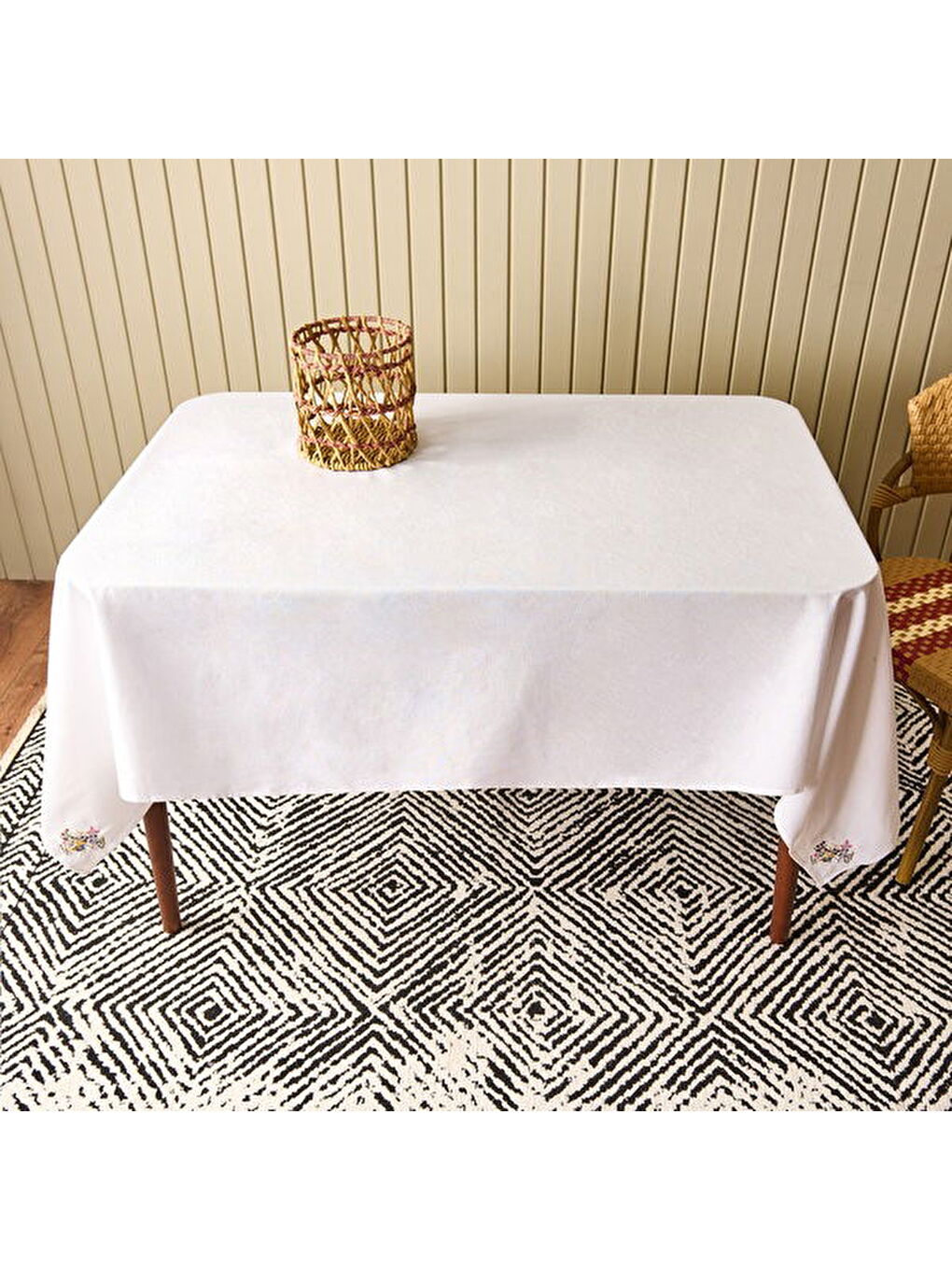 Soft Fancy Granny Masa Örtüsü - Beyaz - 140x200 cm-5