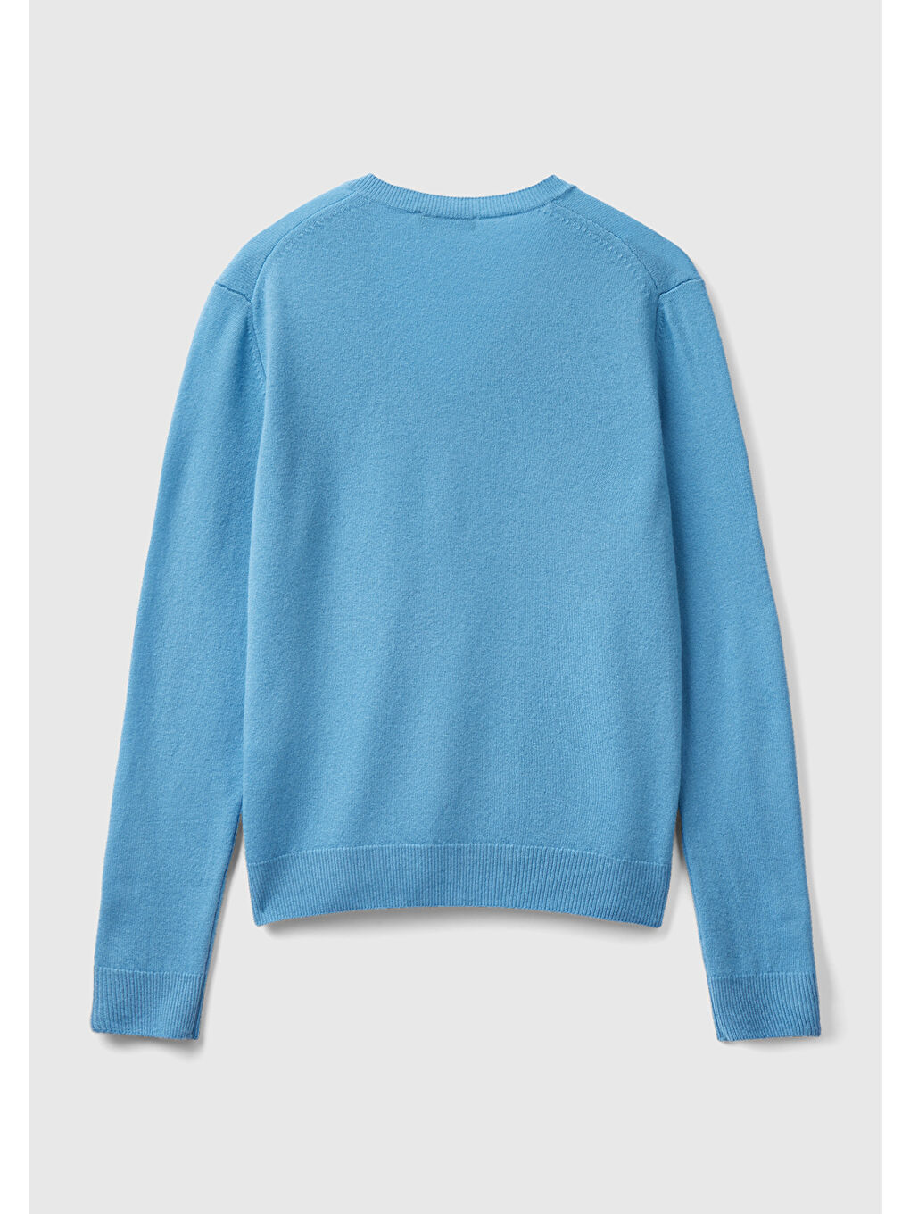 Kadın Havacı Mavi V Yaka Merino Kazak-3