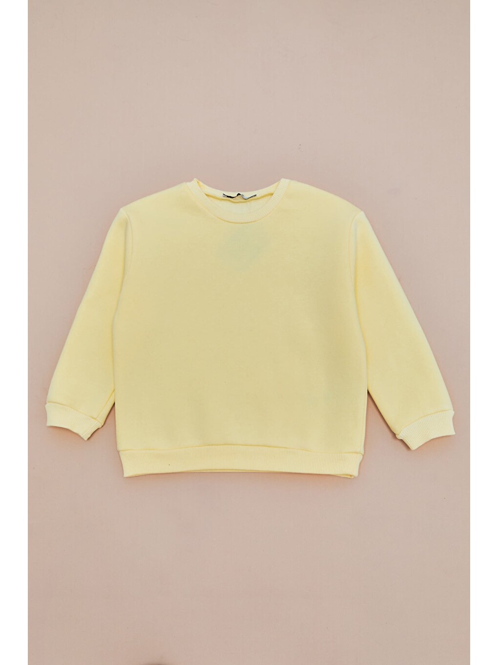 Sarı 3 İplik Basic Unisex Çocuk Sweatshirt-3