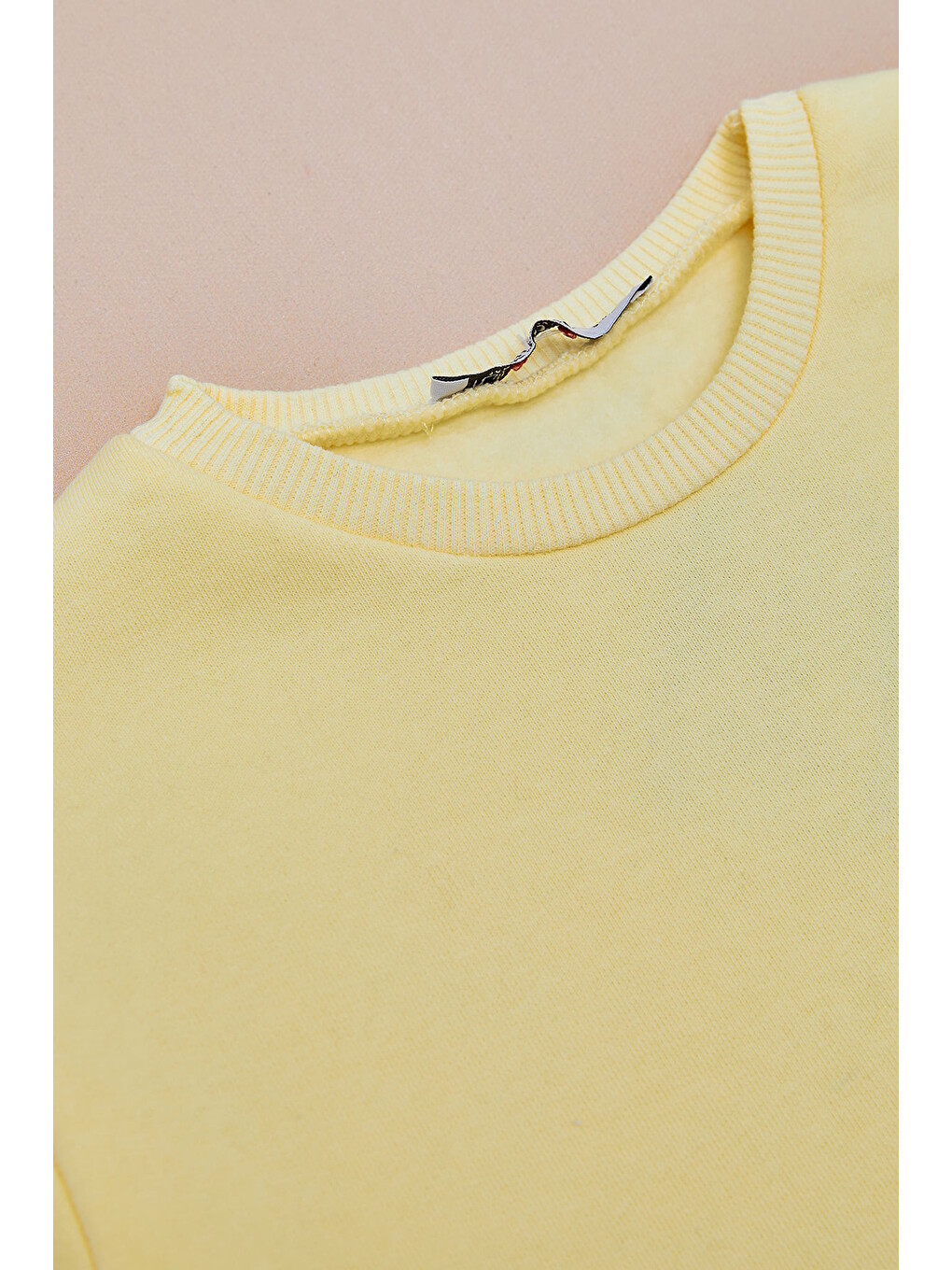 Sarı 3 İplik Basic Unisex Çocuk Sweatshirt-4