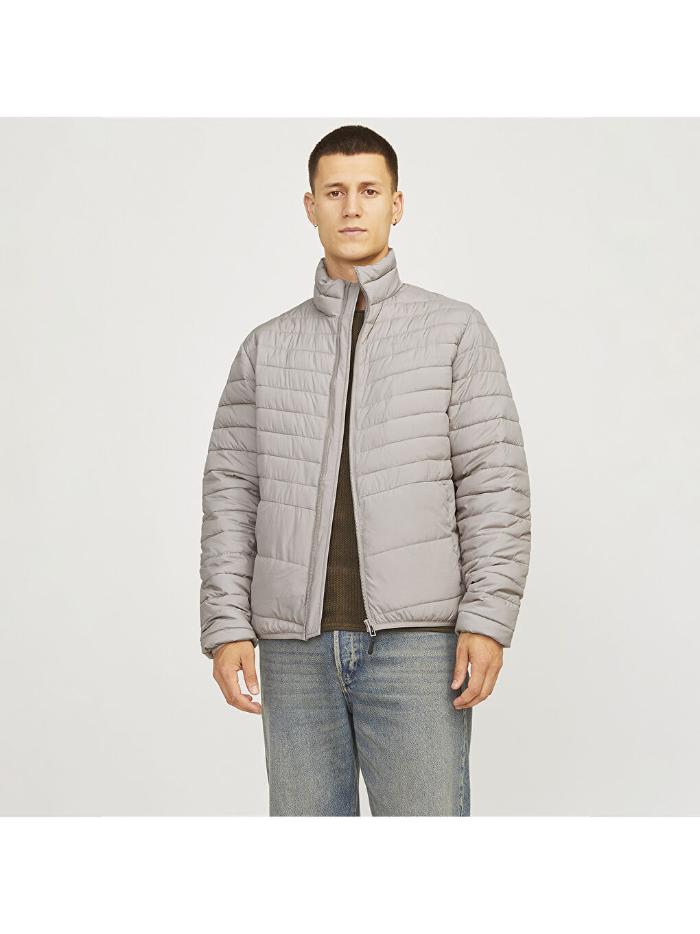 State Packable Puffer Colar Erkek Bej Dik Yaka Mont