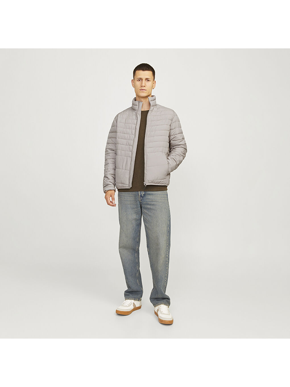 State Packable Puffer Colar Erkek Bej Dik Yaka Mont-1