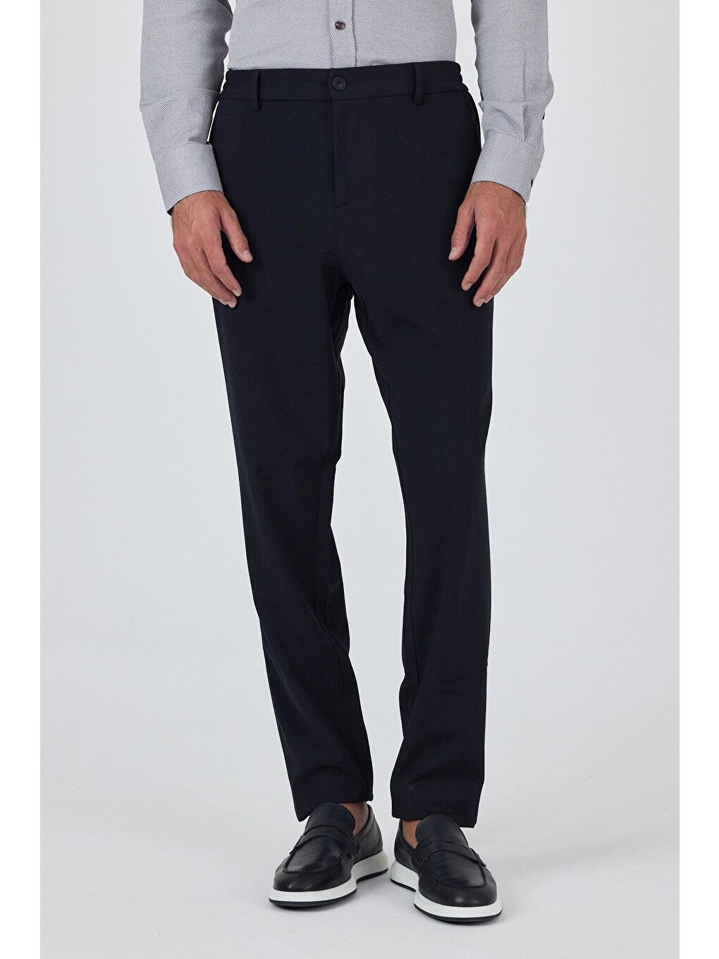 Koyu Lacivert Esnek Yandan Cepli Casual Standart Fit Pantolon 1003250119