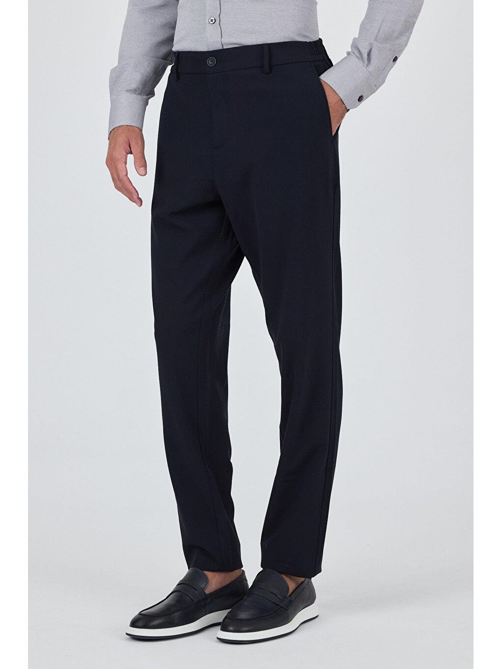 Koyu Lacivert Esnek Yandan Cepli Casual Standart Fit Pantolon 1003250119-1