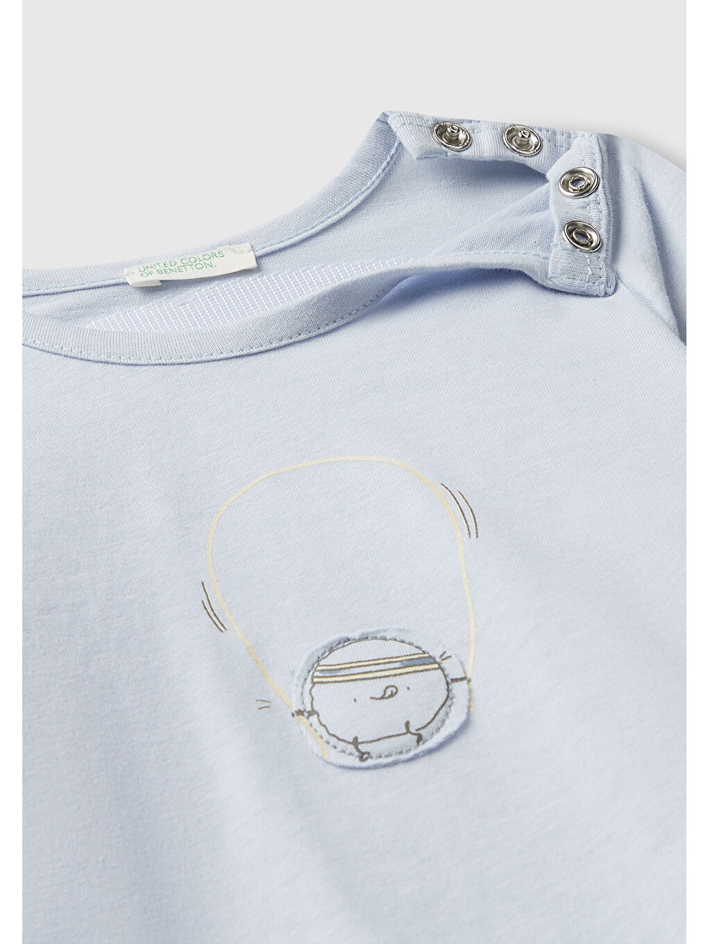 Bebek Açık Mavi Önü ve Arkası Yama Baskılı Uzun Kollu T-shirt-2