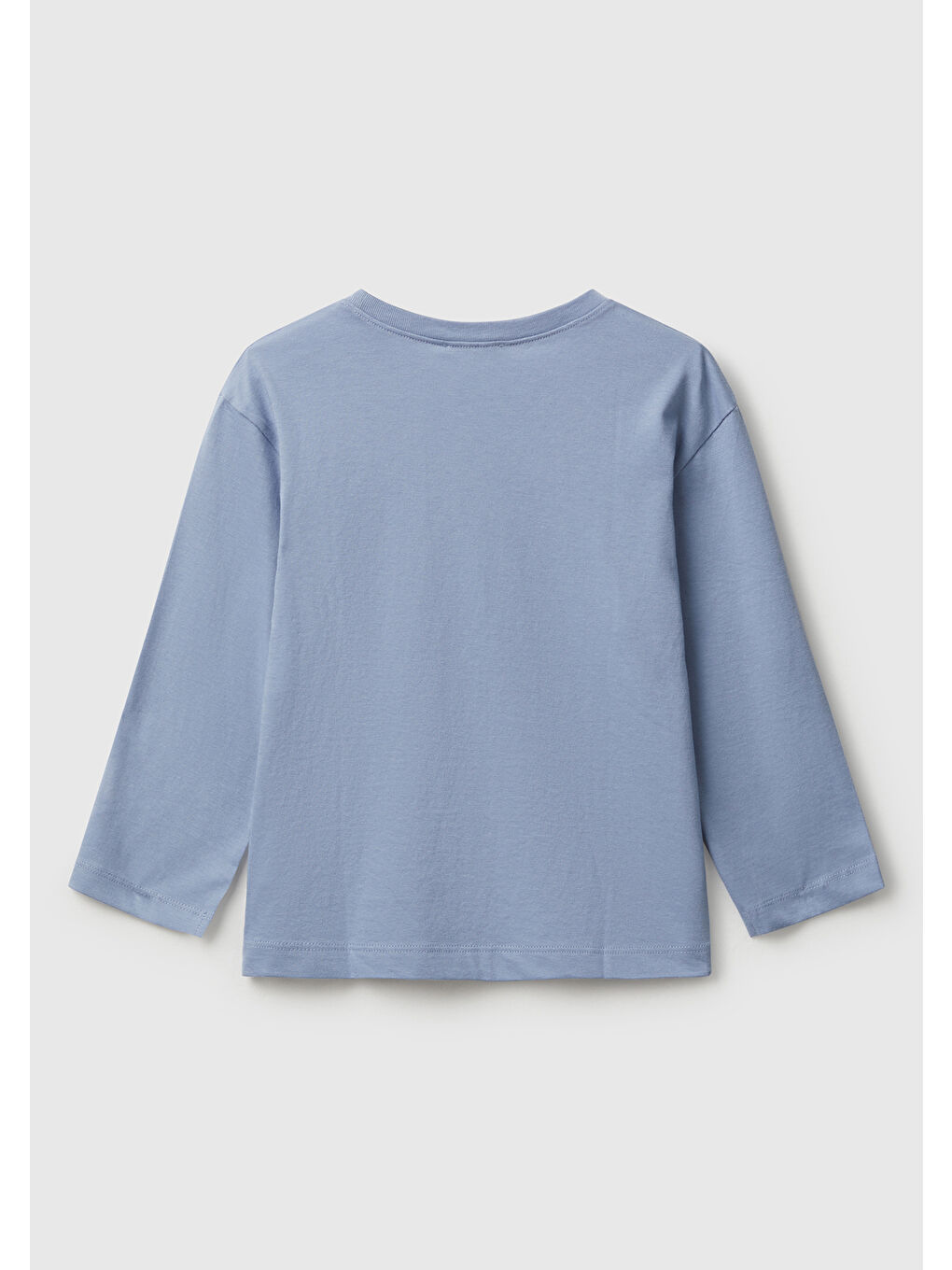 Erkek Çocuk Mavi Organik Pamuklu Önü Logo Baskılı Uzun Kollu Jarse T-shirt-1