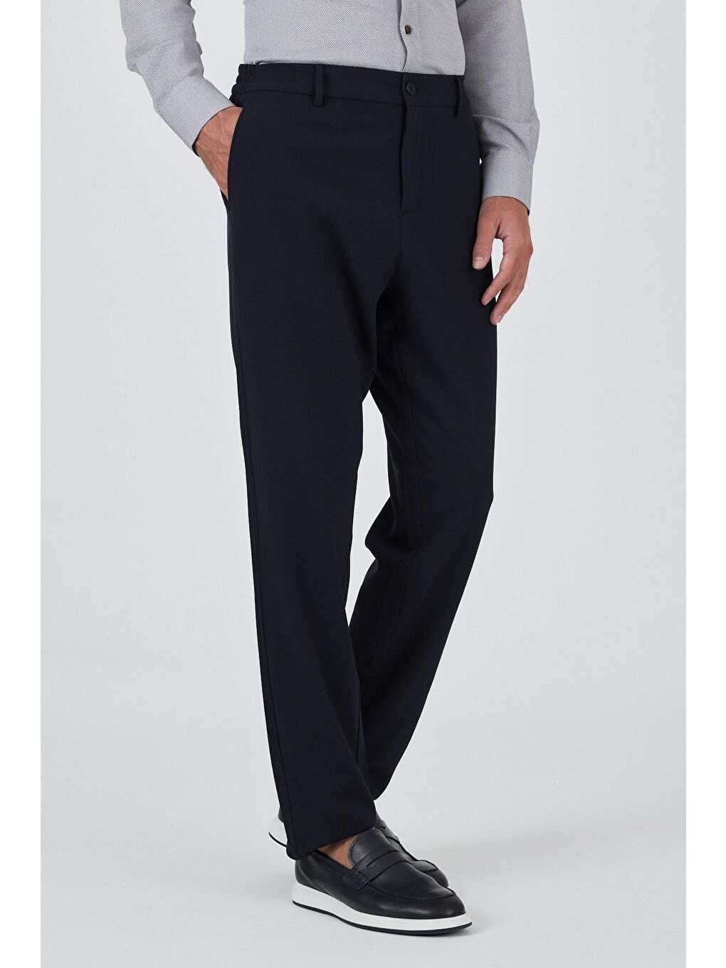 Koyu Lacivert Esnek Yandan Cepli Casual Standart Fit Pantolon 1003250119-2