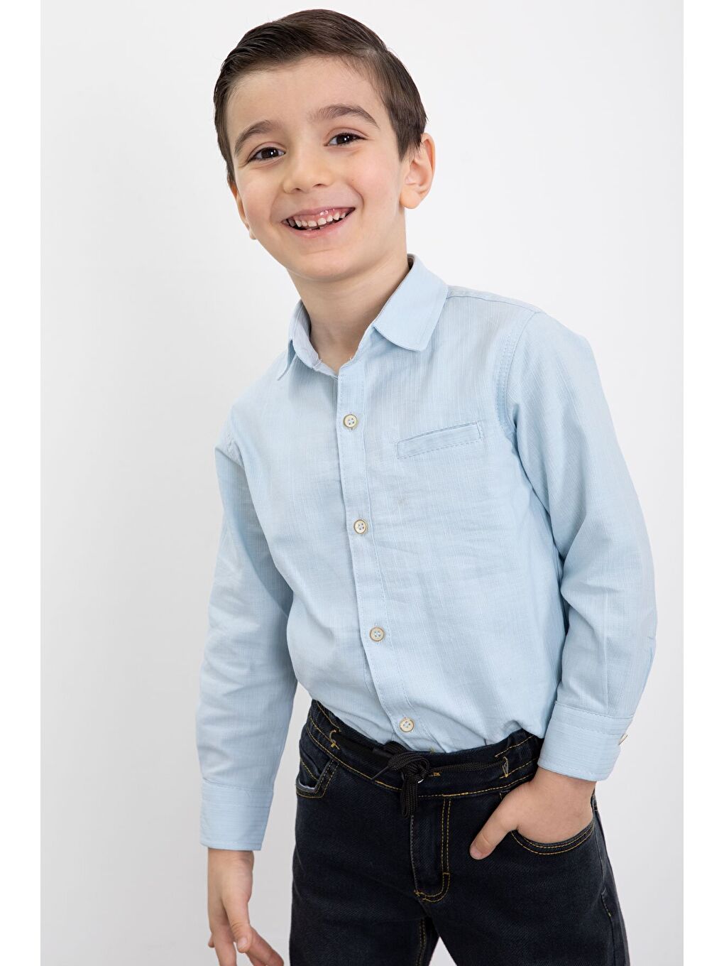 Ekru Krem Şişme Yelekli Gömlekli Erkek Çocuk 3lü Pantolonlu Takım 23472-3