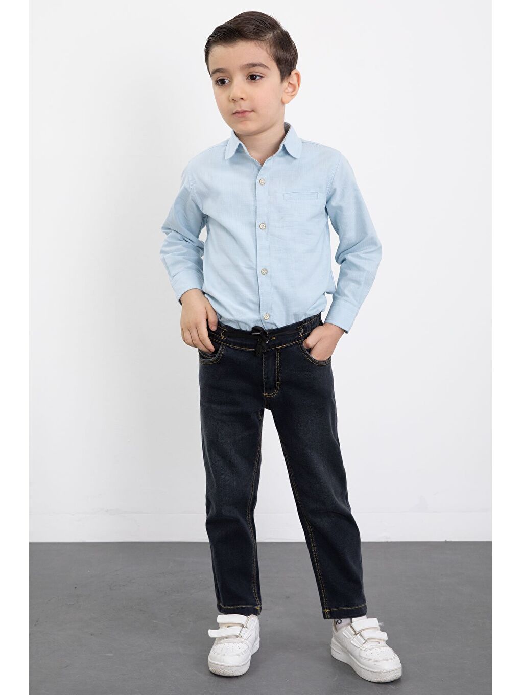 Ekru Krem Şişme Yelekli Gömlekli Erkek Çocuk 3lü Pantolonlu Takım 23472-4