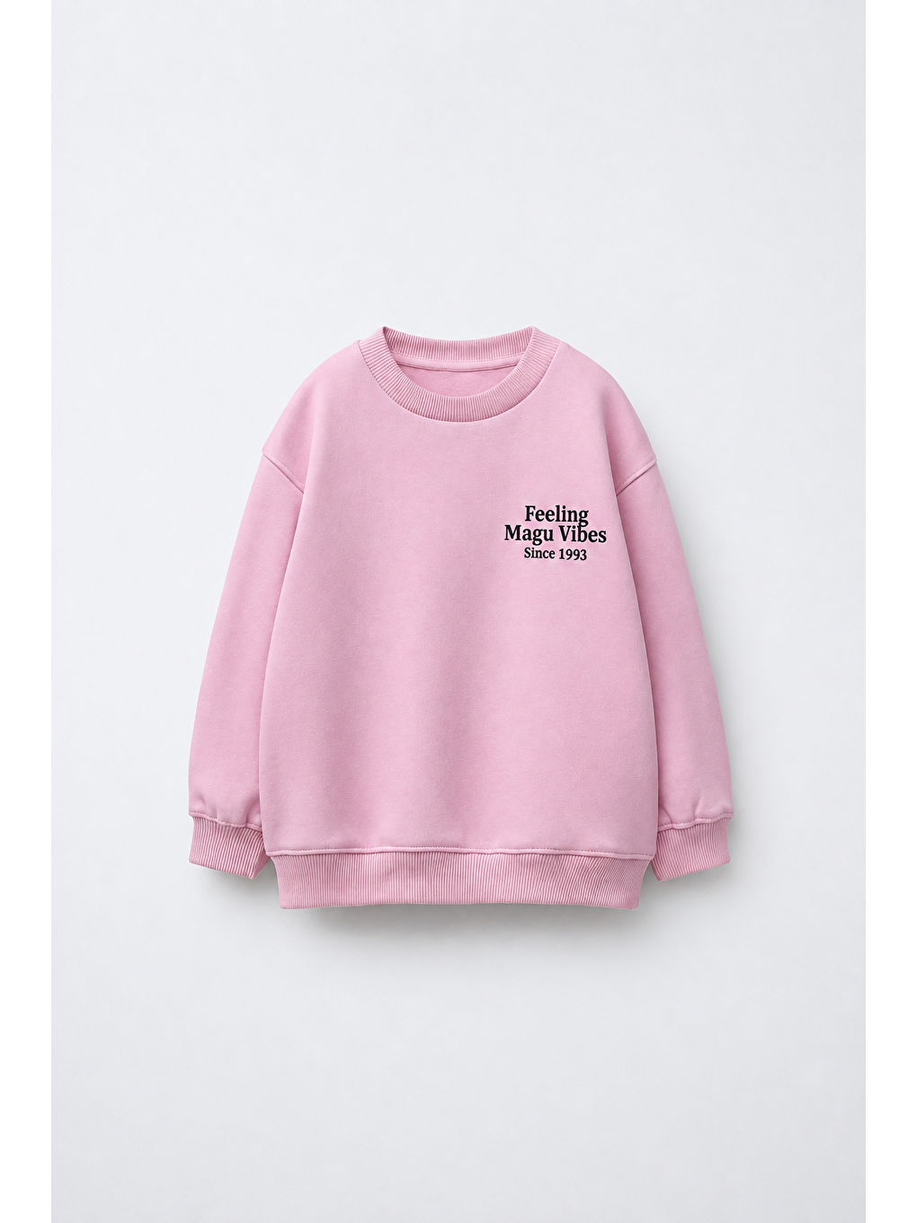 Kız Çocuk Pamuklu Minimal Yazı Baskılı Pembe Sweatshirt