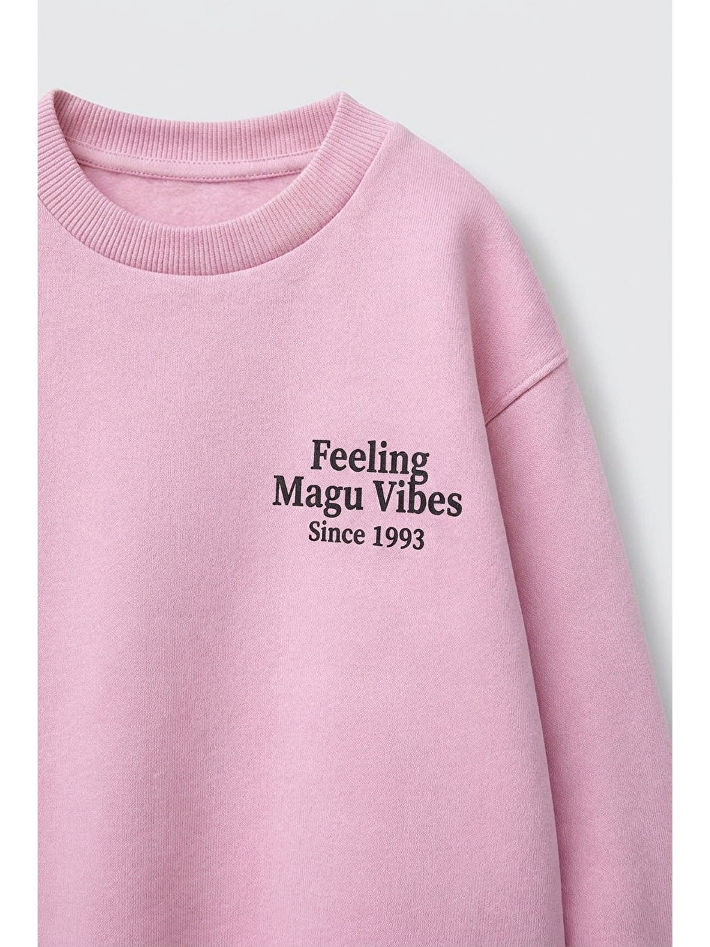 Kız Çocuk Pamuklu Minimal Yazı Baskılı Pembe Sweatshirt-1