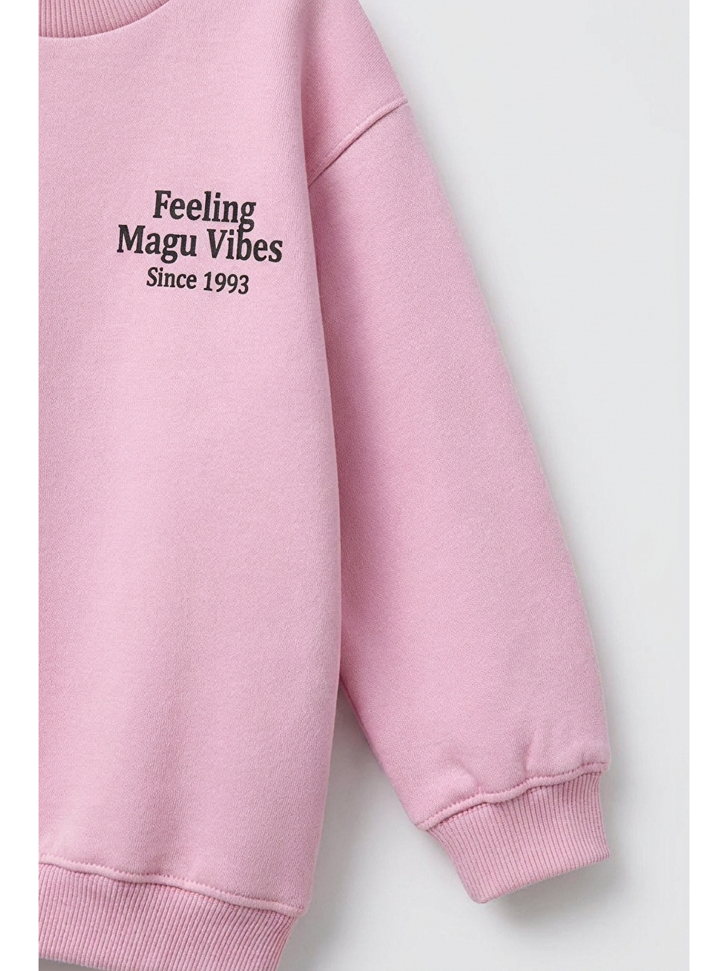 Kız Çocuk Pamuklu Minimal Yazı Baskılı Pembe Sweatshirt-2