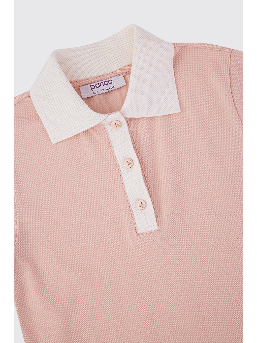 Kız Çocuk Yakalı Eteği Pileli Açık Pembe Elbise-2