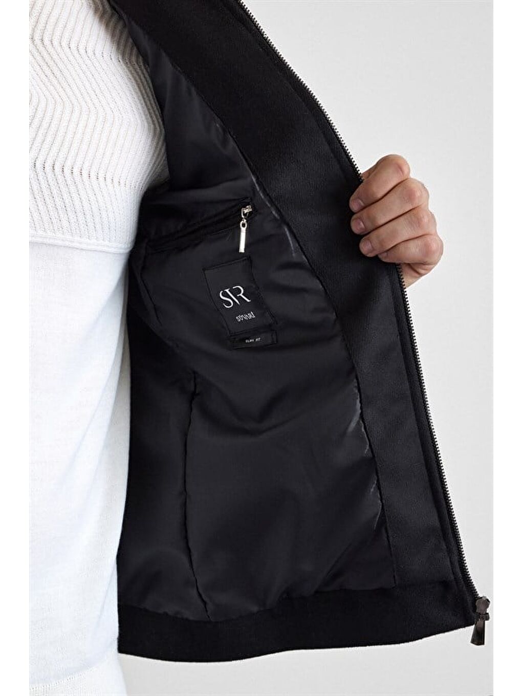 Siyah Slim Bebe Yaka Düz Mont Ceket-3