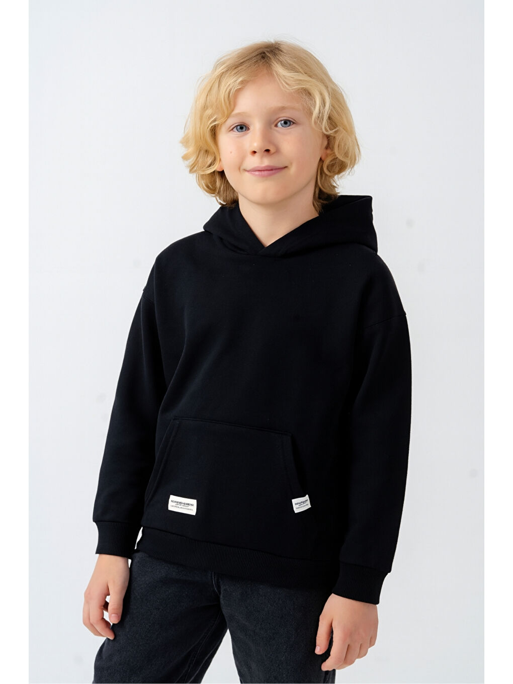 Siyah Erkek Çocuk Basic Kalın 3 İplik Kışlık Okul Sweat Ak5315-1