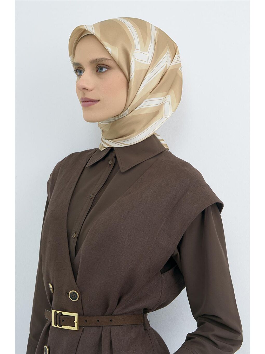 Kahverengi Saf İpek Sura Eşarp 9547D 85-1