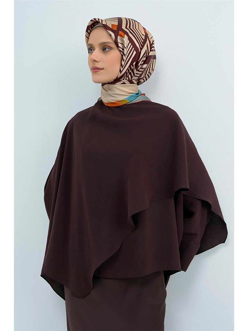 Kahverengi Saf İpek Sura Eşarp 9534D 52