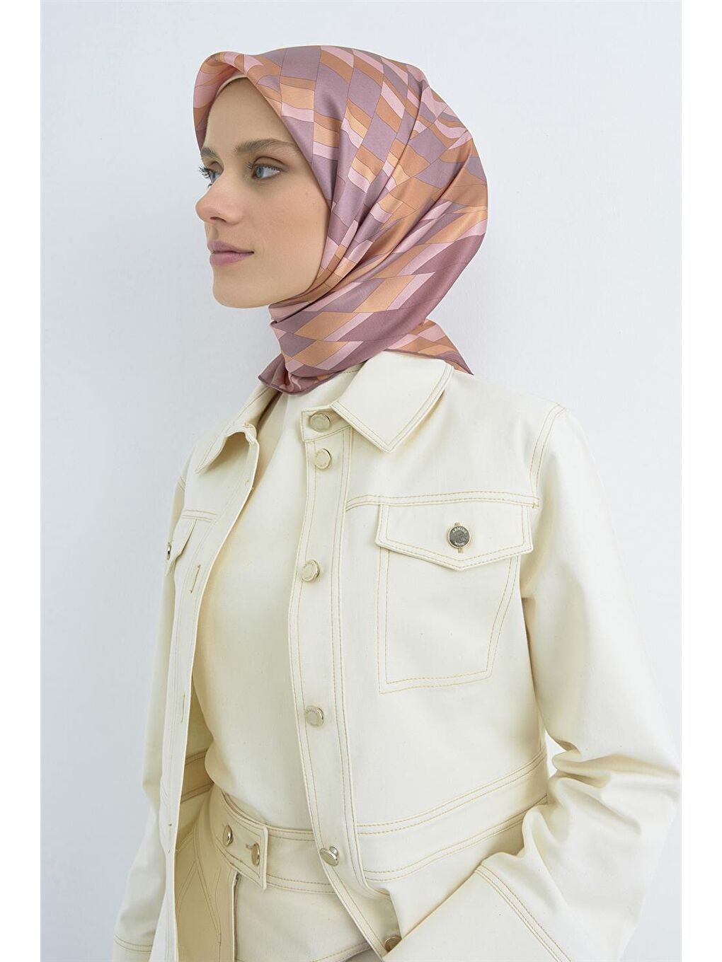 Pembe Saf İpek Twill Eşarp 9507D 01-1