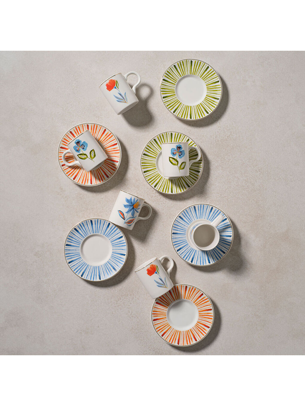 Ekru Camelia 12 Parça 6 Kişilik Kahve Takımı-6580