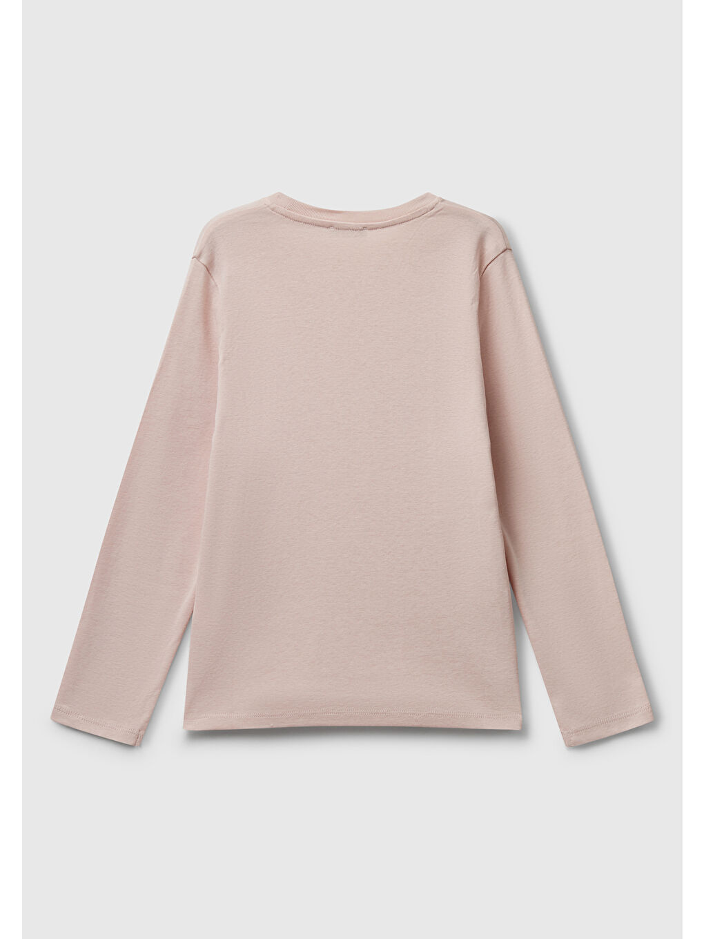 Kız Çocuk Toz Pembe Parıltılı Logo Baskılı Regular Fit Uzun Kollu T-shirt-1