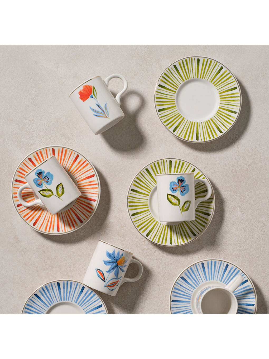 Ekru Camelia 12 Parça 6 Kişilik Kahve Takımı-6580-2