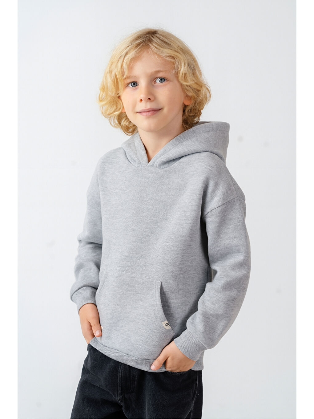 Gri Erkek Çocuk Basic Kalın 3 İplik Kışlık Okul Sweat Ak5315-1
