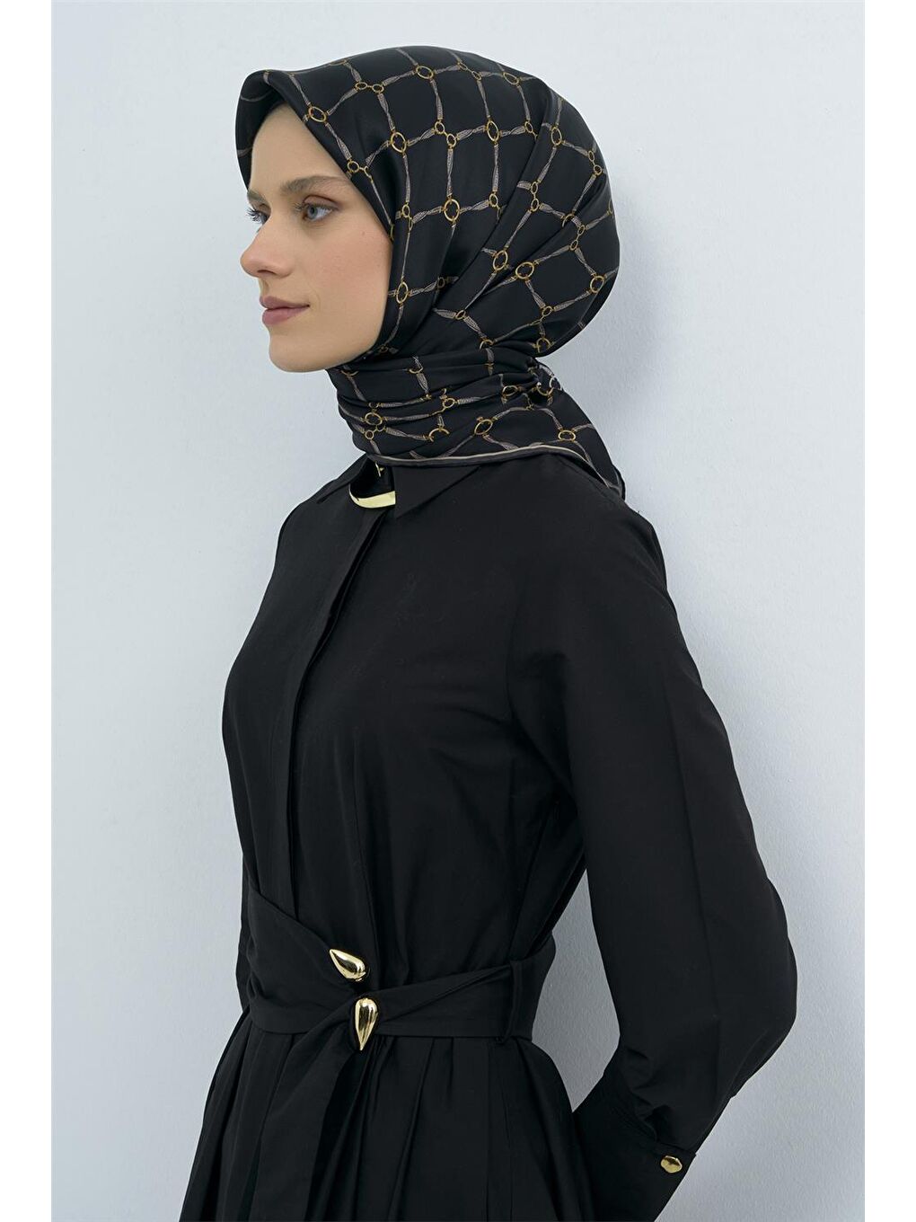 Siyah Saf İpek Twill Eşarp 9538D 84-1