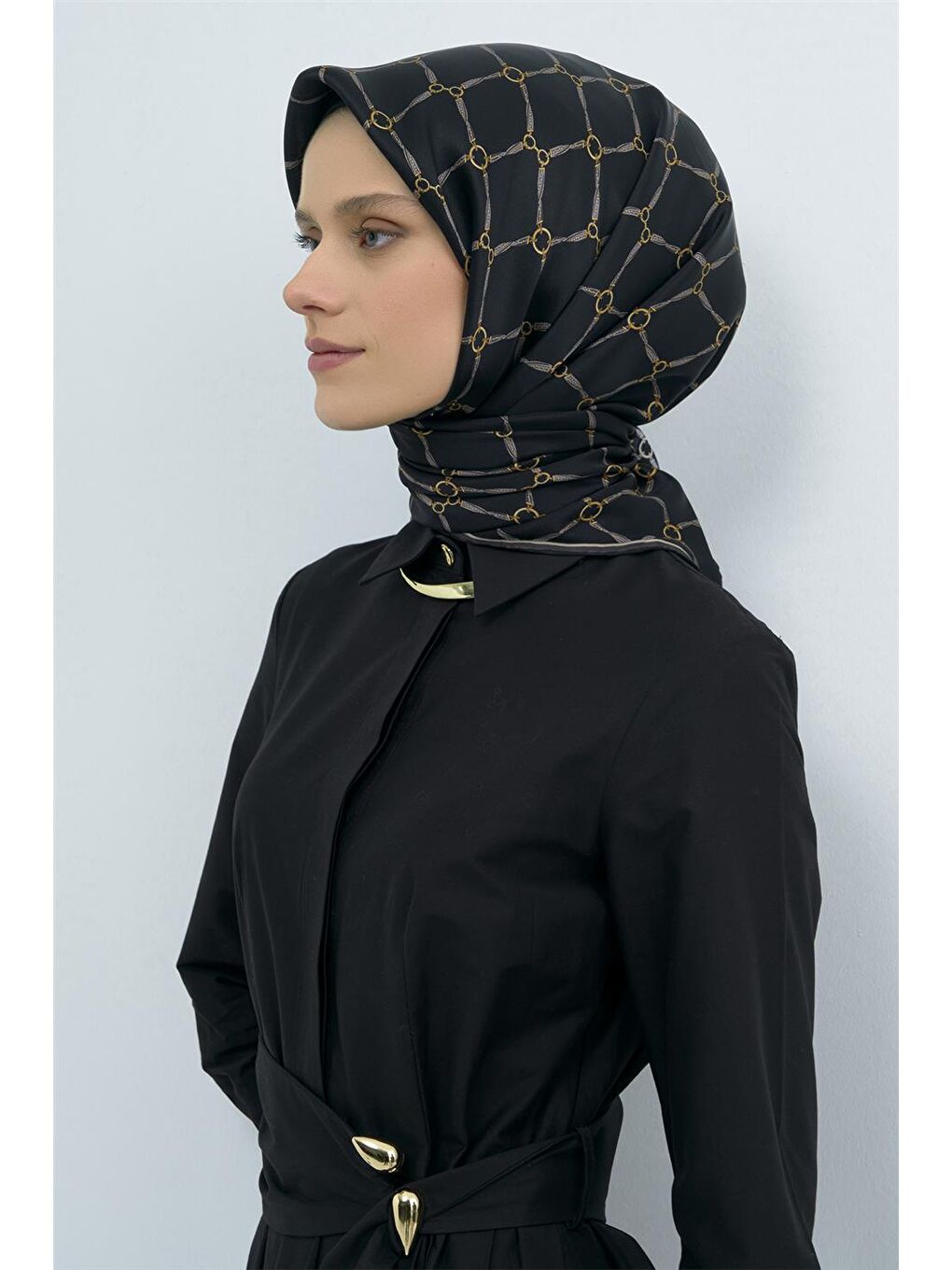 Siyah Saf İpek Twill Eşarp 9538D 84-2