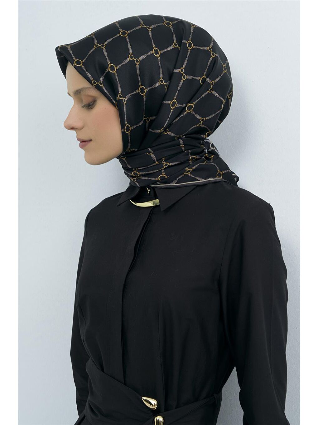 Siyah Saf İpek Twill Eşarp 9538D 84-3