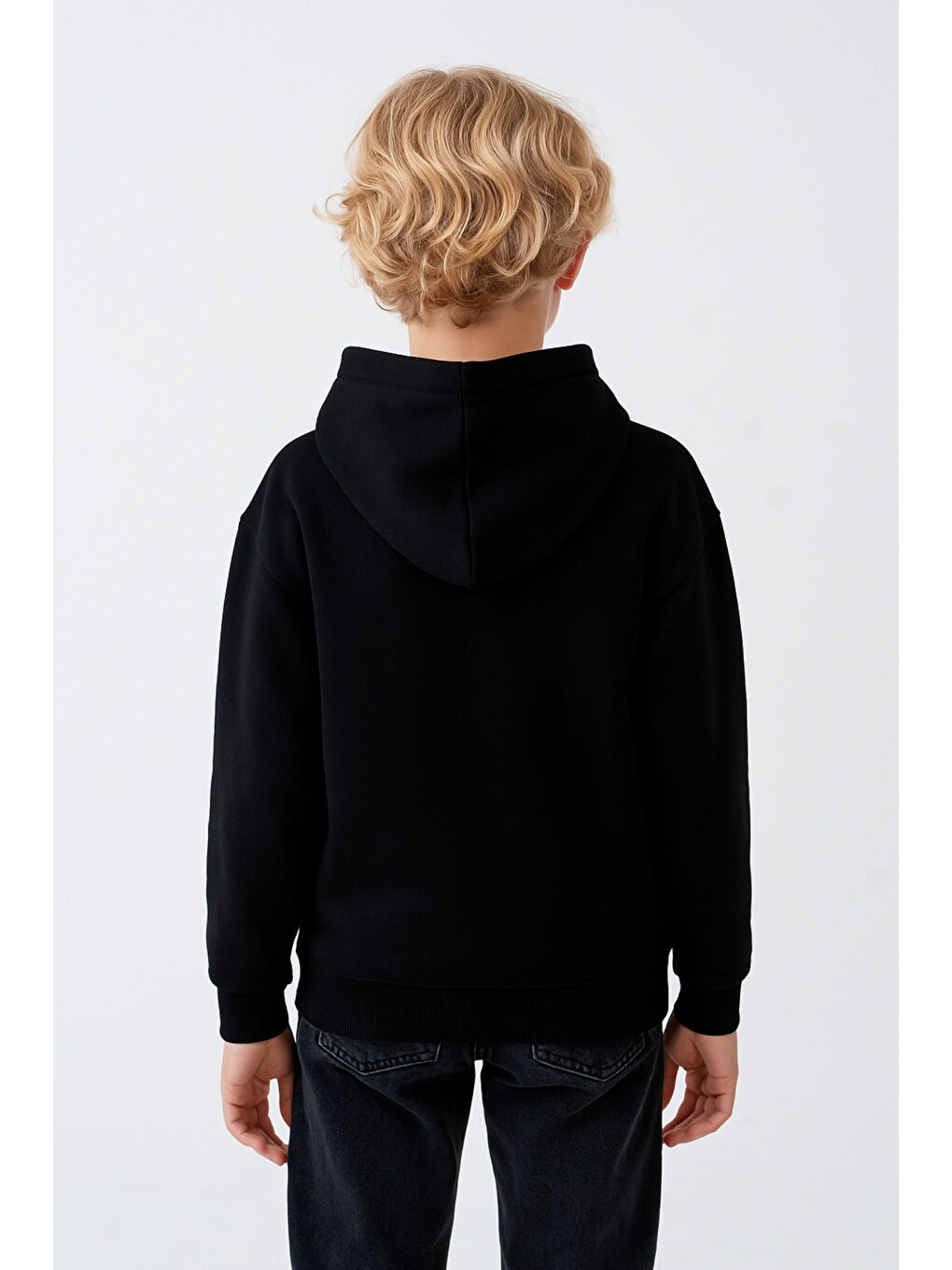 Siyah Erkek Çocuk Basic Kalın 3 İplik Kışlık Okul Sweat Ak5315-2