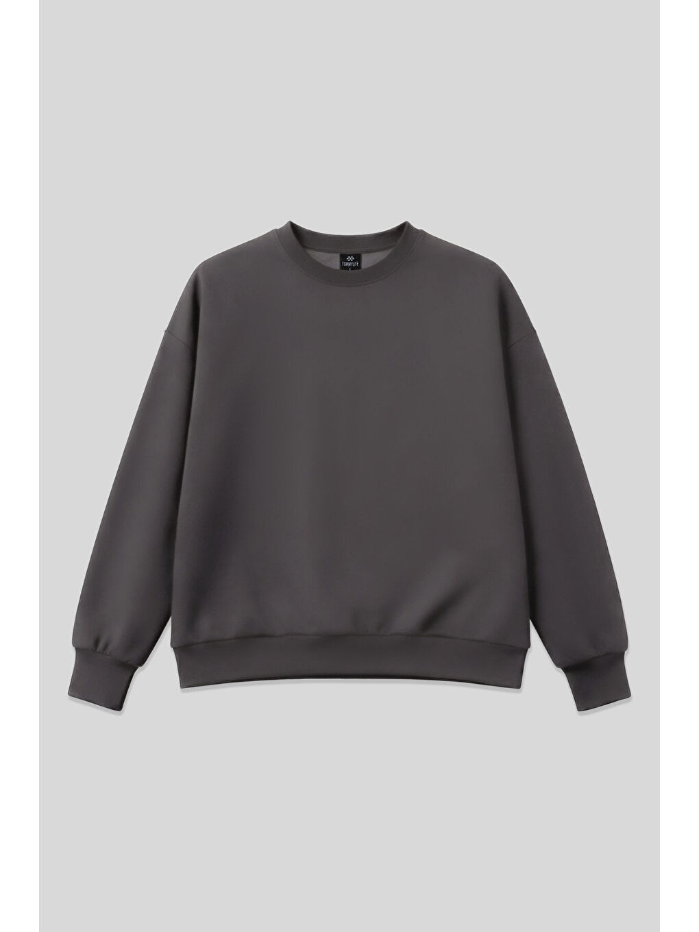 Koyu Gri Basic O Yaka Oversize Kadın Sweatshirt - 97053-1