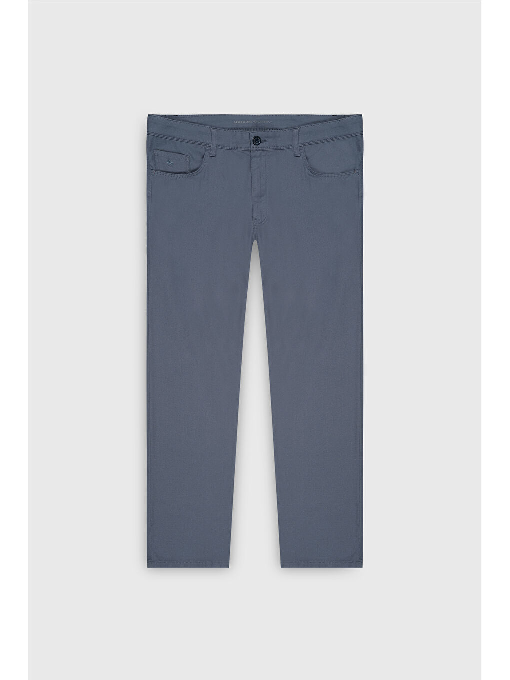 Erkek Gri-Mavi Comfort Fit Rahat Kesim Pamuklu Armürlü 5 Cep Greensboro Pantolon