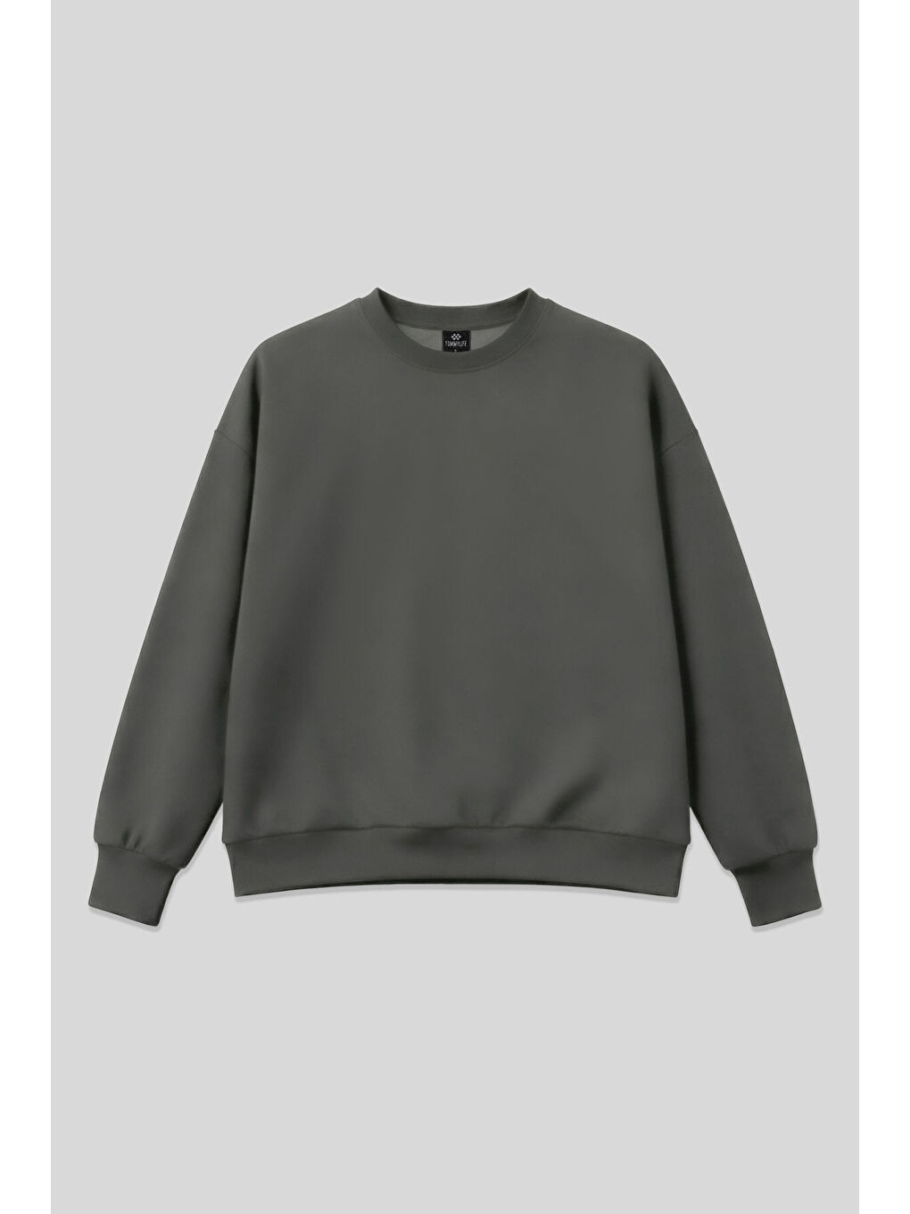 Haki Basic O Yaka Oversize Kadın Sweatshirt - 97053-1