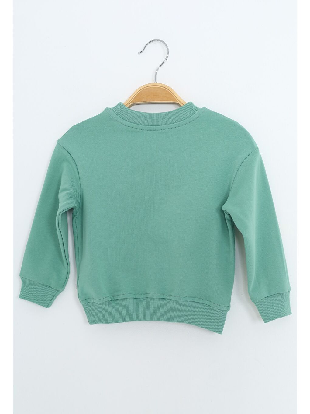 Gri Erkek Çocuk Relax Fit Bisiklet Yaka Hafif Düşük Omuz Nakışlı Sweatshirt-1