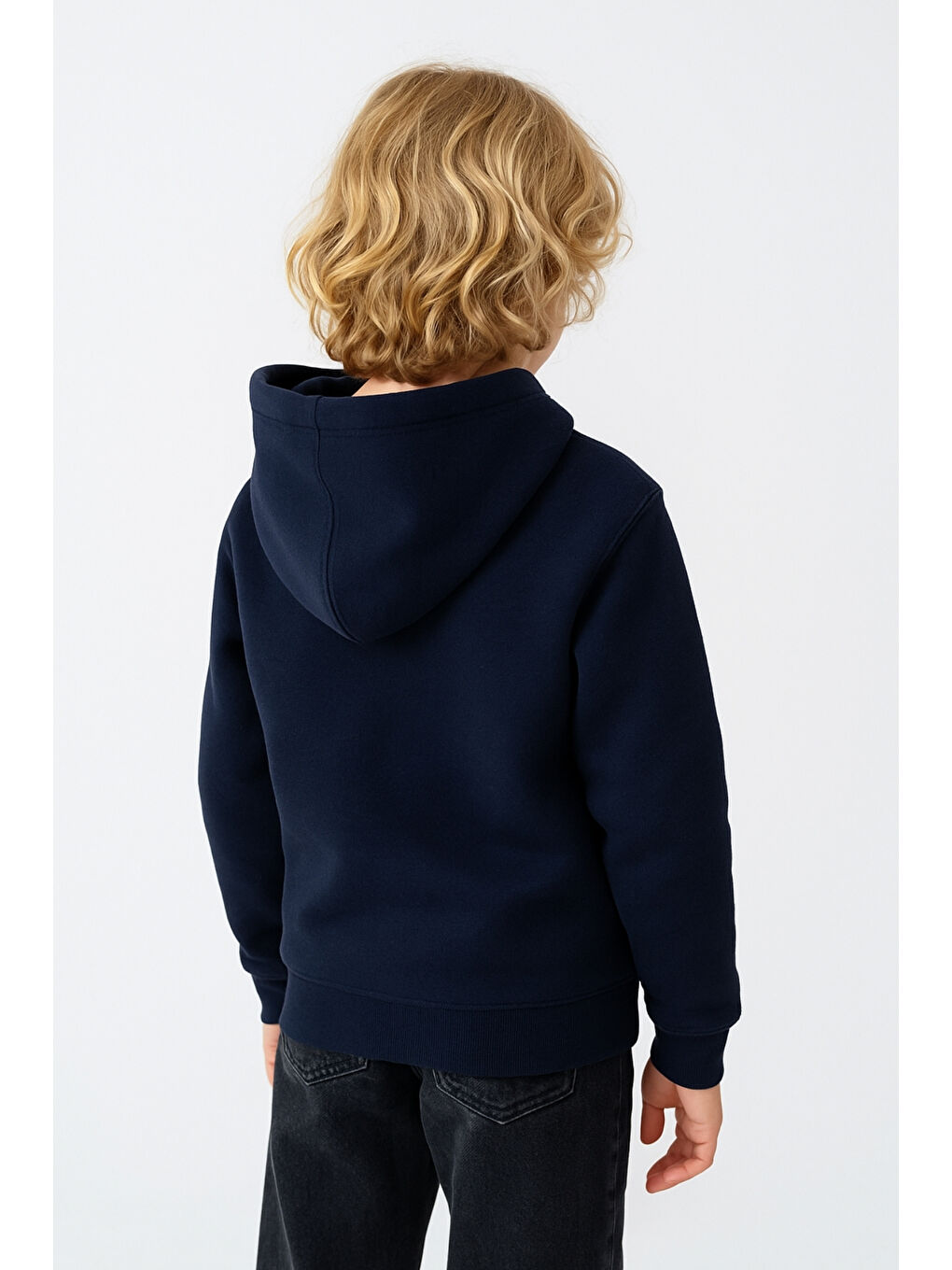 Lacivert Erkek Çocuk Basic Kalın 3 İplik Kışlık Okul Sweat Ak5315-2