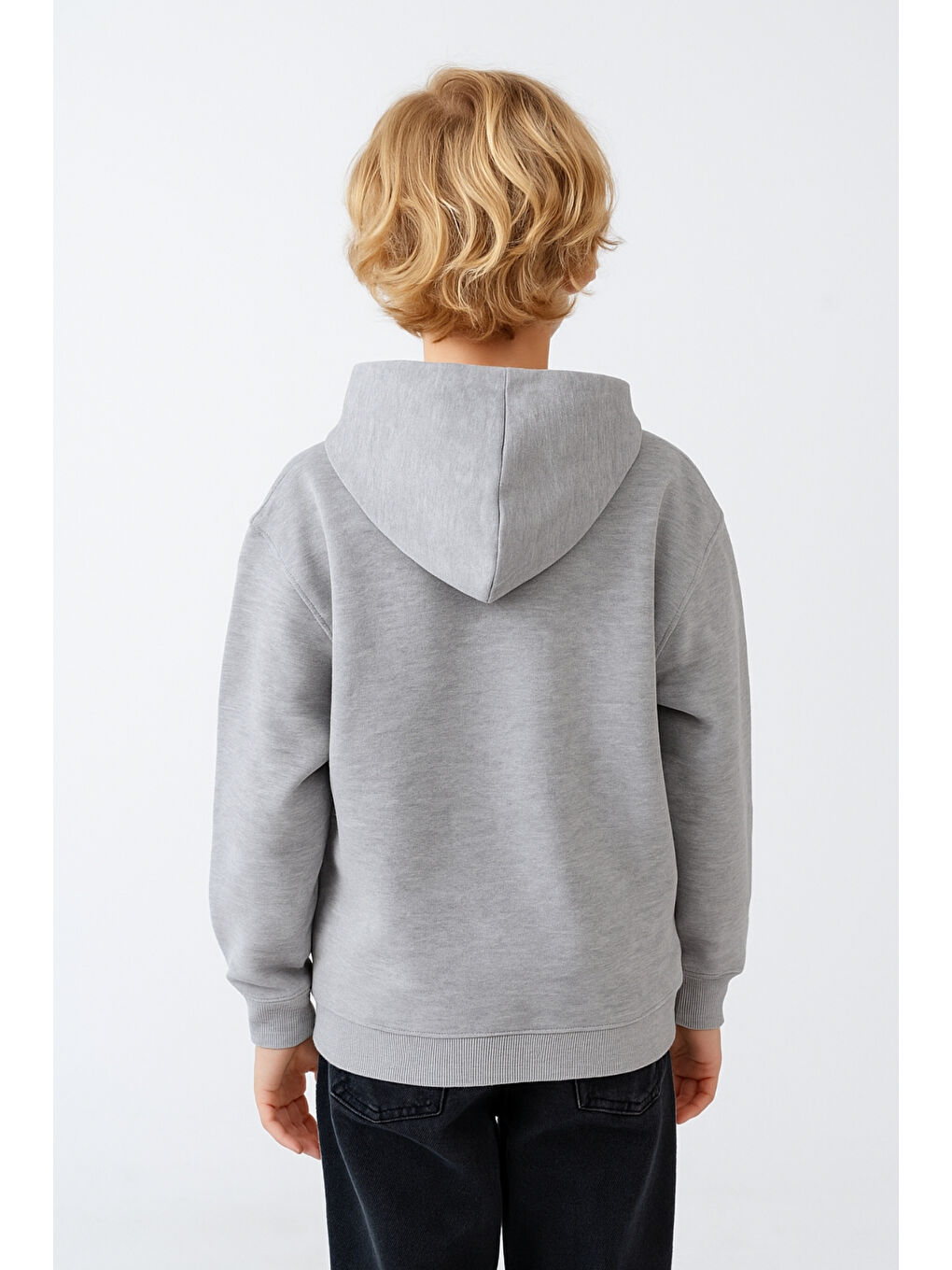 Gri Erkek Çocuk Basic Kalın 3 İplik Kışlık Okul Sweat Ak5315-2