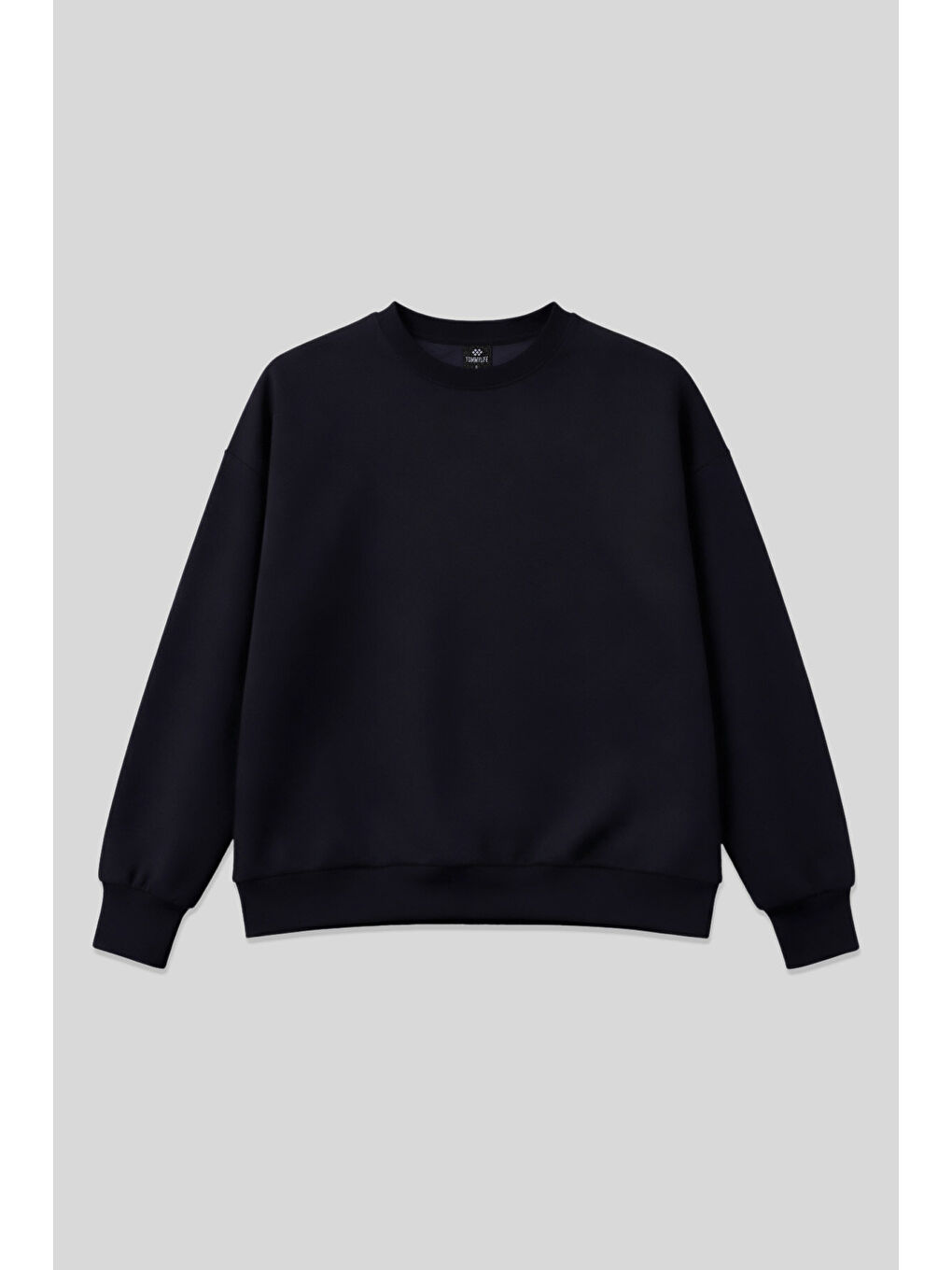 Lacivert Basic O Yaka Oversize Kadın Sweatshirt - 97053-1