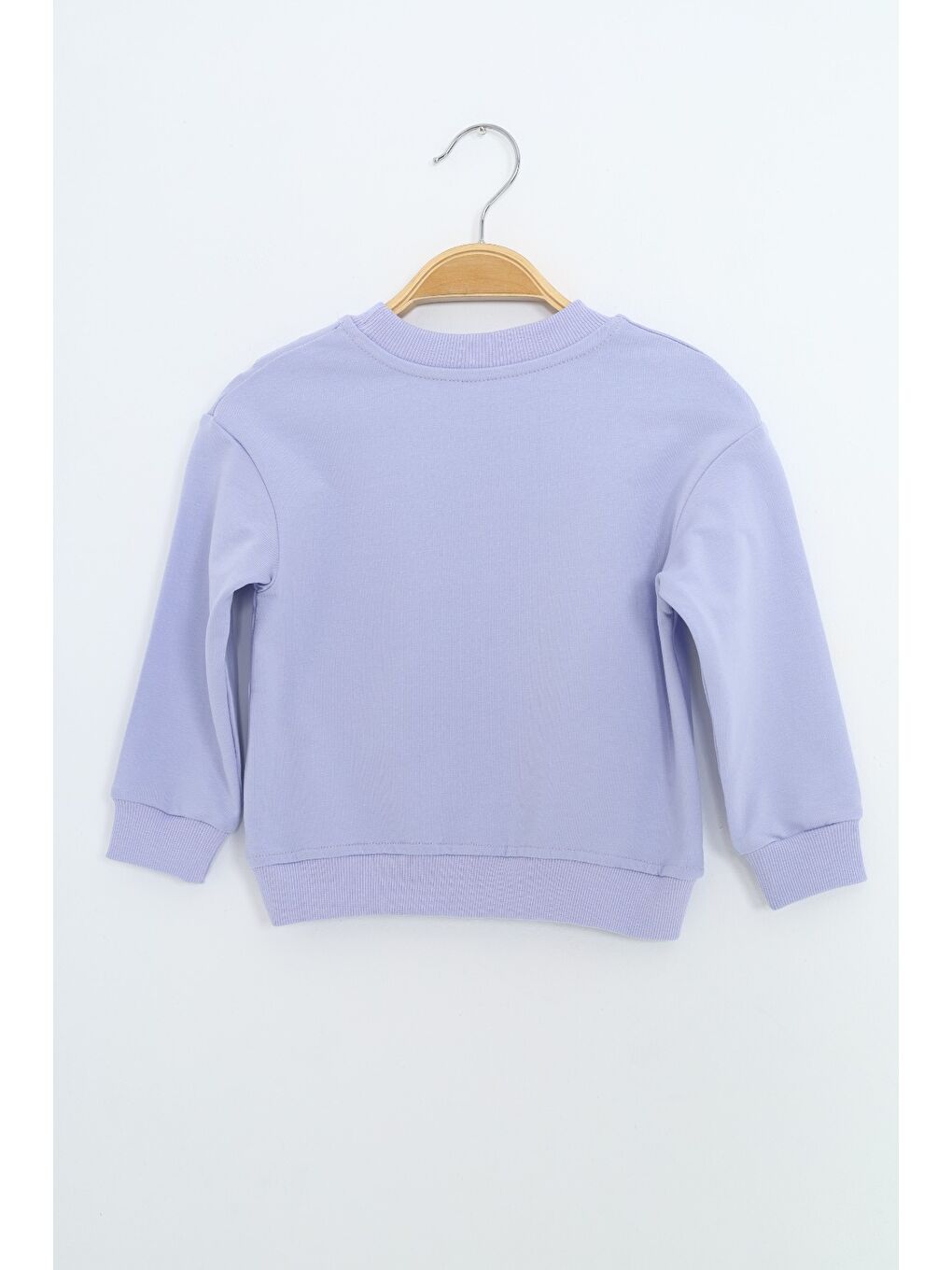 Lila Erkek Çocuk Relax Fit Bisiklet Yaka Hafif Düşük Omuz Nakışlı Sweatshirt-1