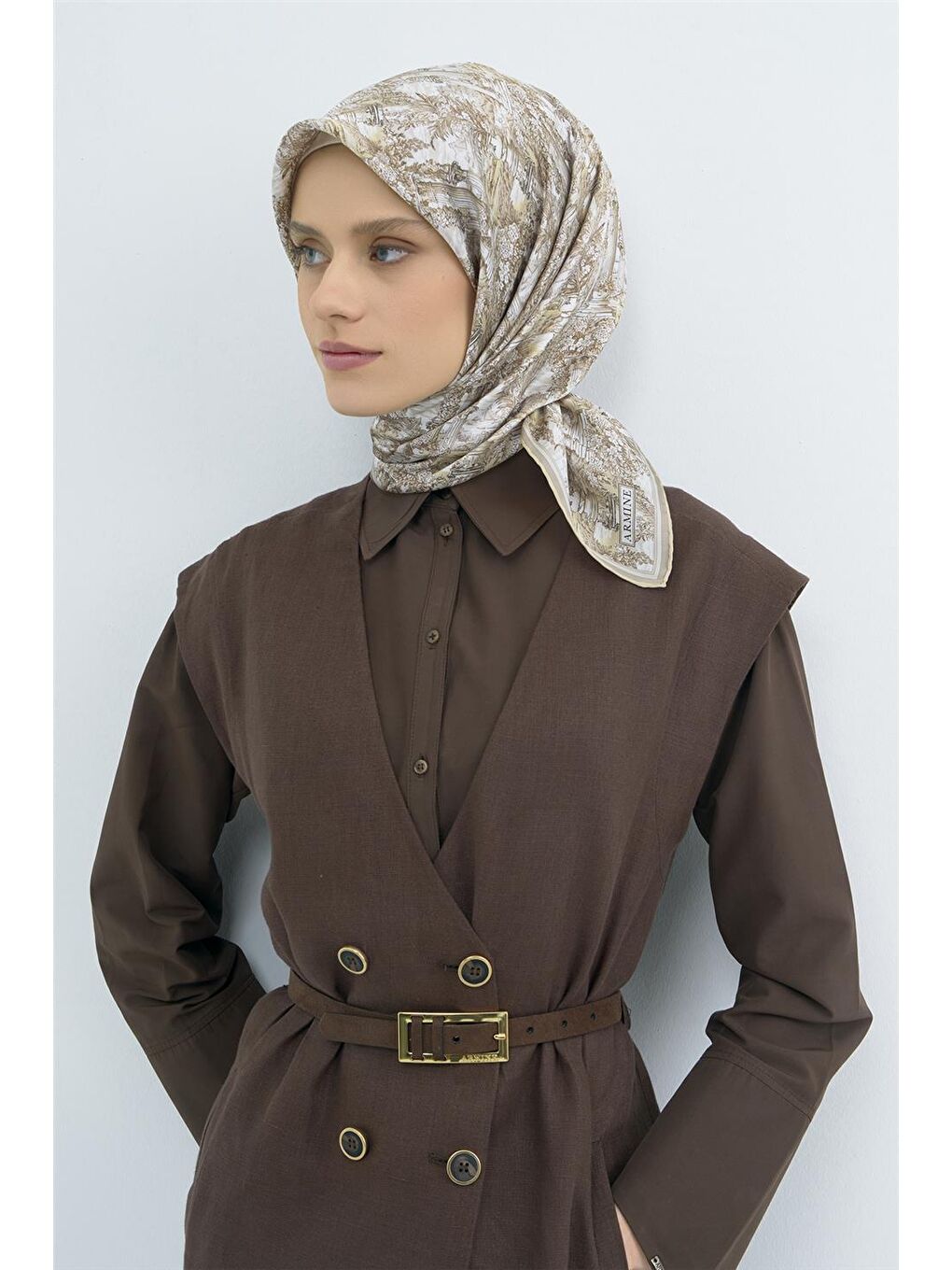 Bej Saf İpek Twill Eşarp 9546D 80