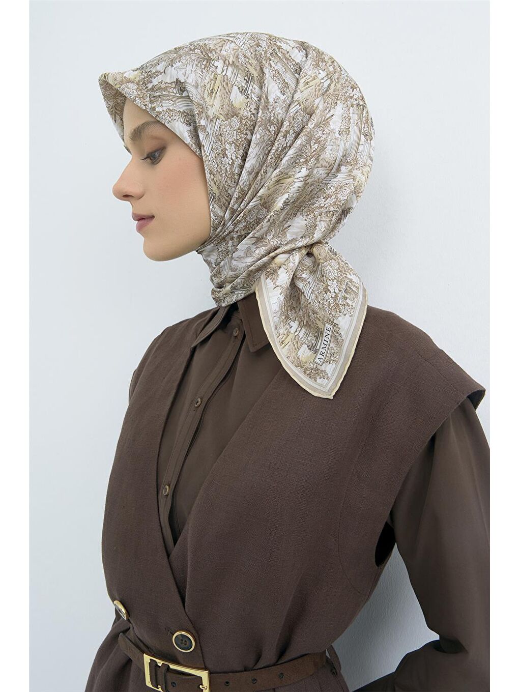 Bej Saf İpek Twill Eşarp 9546D 80-2